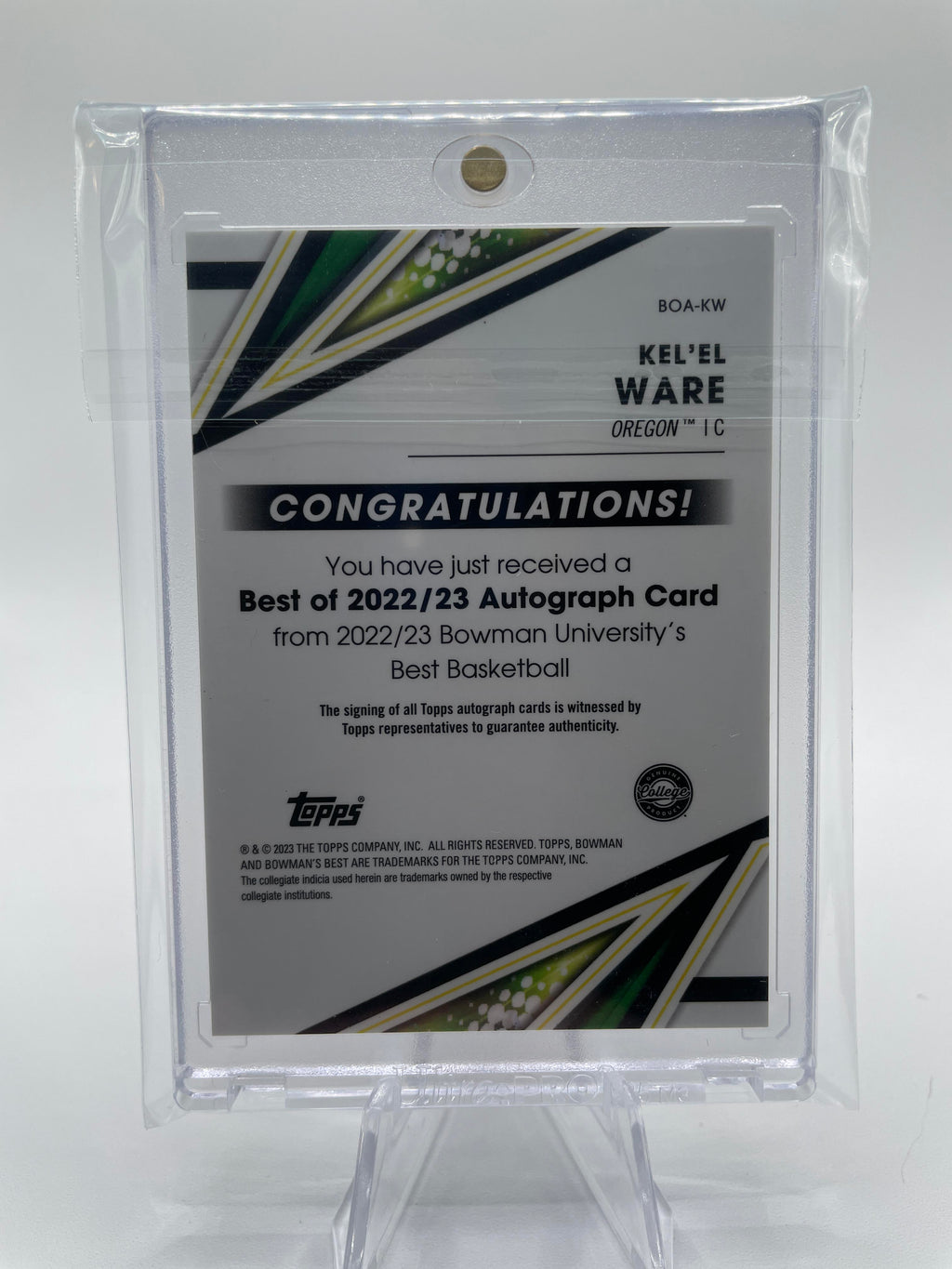 2022-23 Bowman University Best Kel'El Ware Rookie Auto #BOA-KW