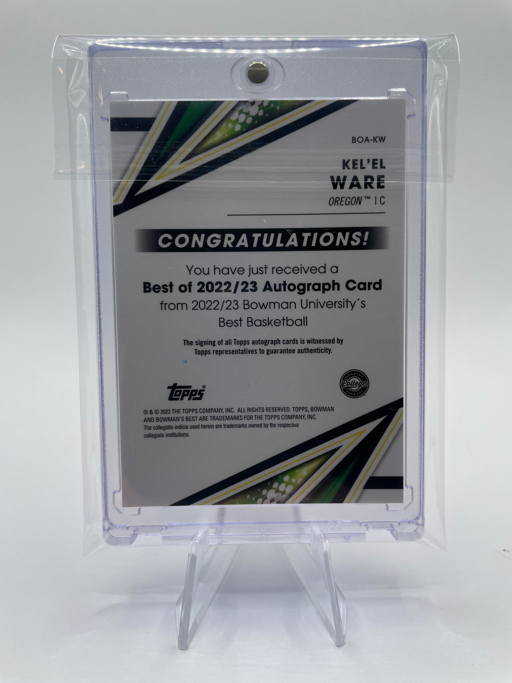 2022-23 Bowman University Best Kel'El Ware Rookie Auto #BOA-KW