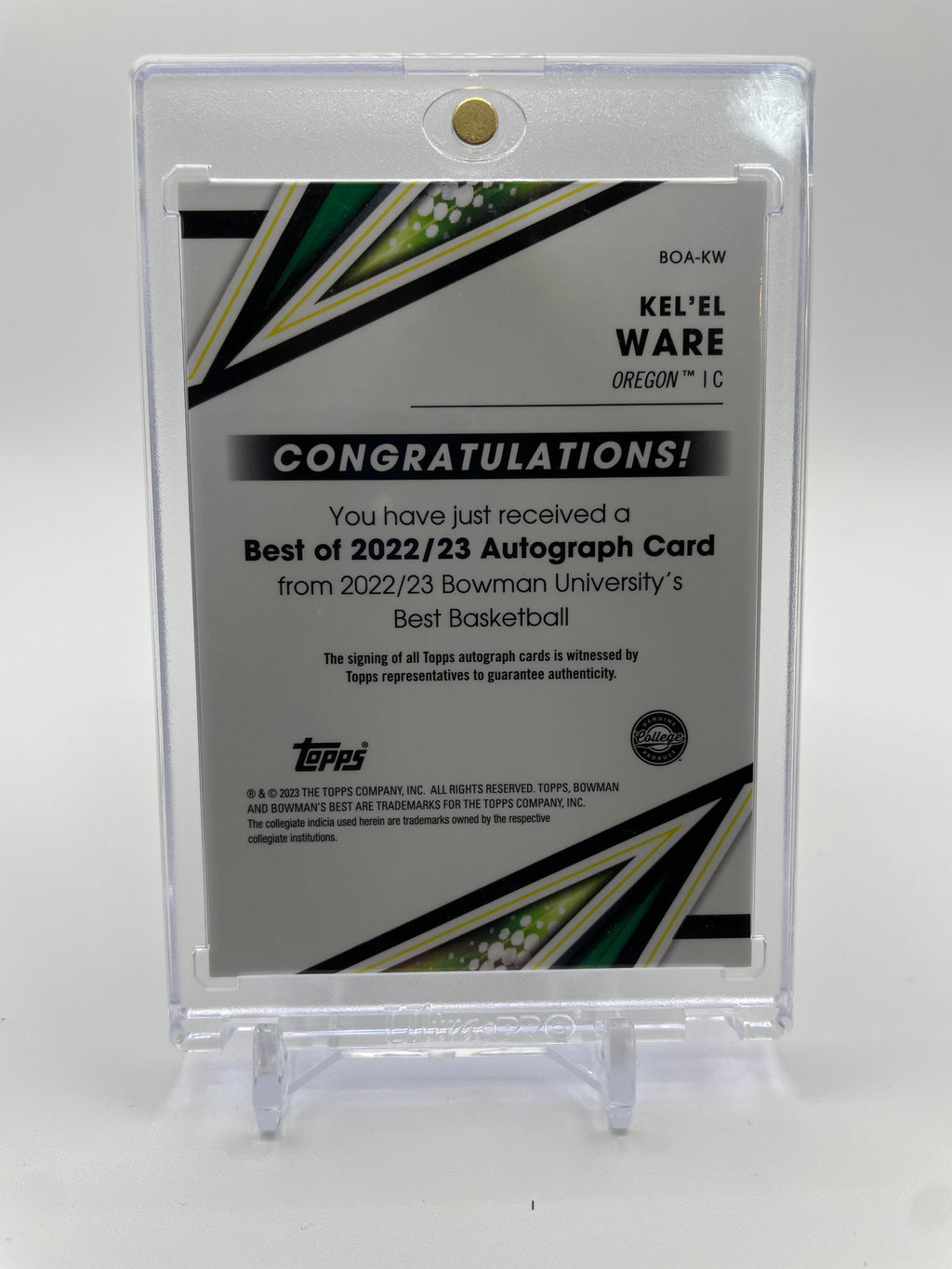 2022-23 Bowman University Best Kel'El Ware Rookie Auto #BOA-KW