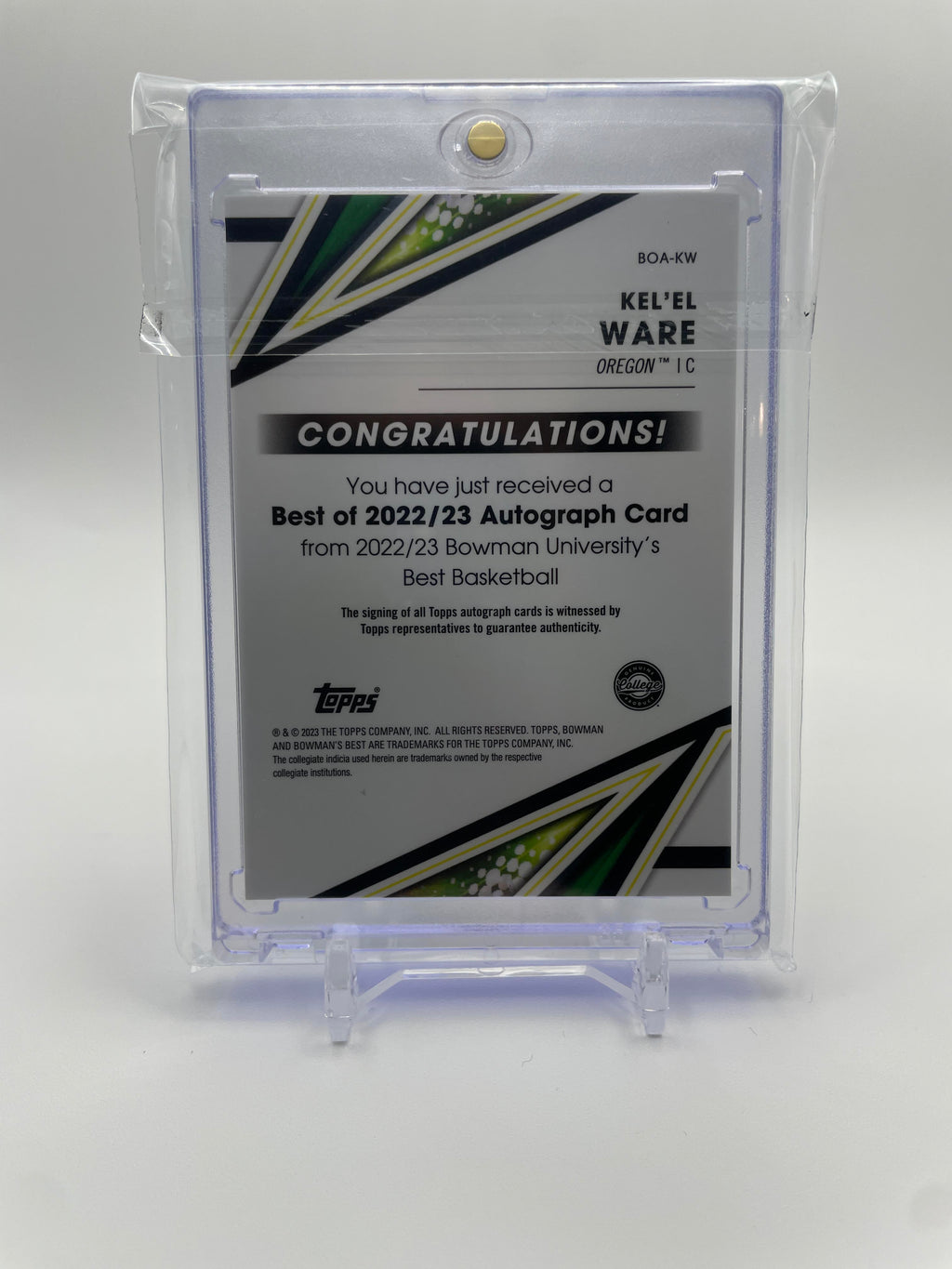 2022-23 Bowman University Best Kel'El Ware Rookie Auto #BOA-KW