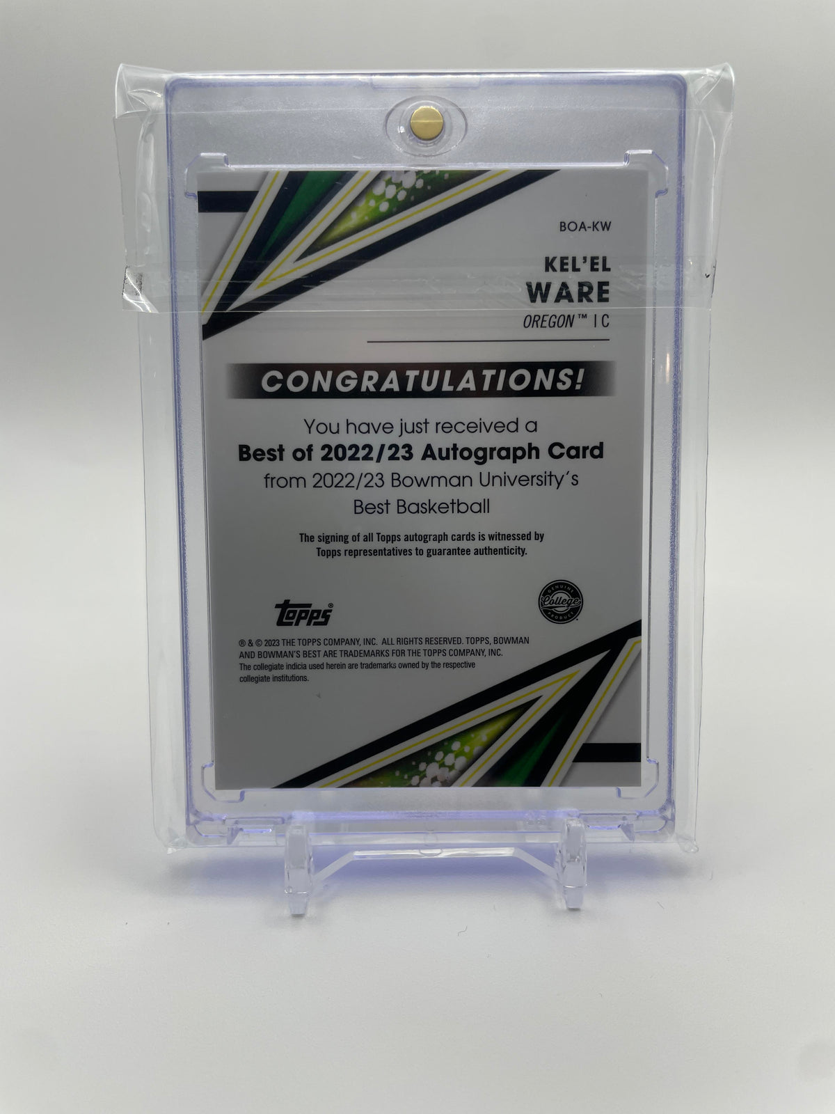 2022-23 Bowman University Best Kel'El Ware Rookie Auto #BOA-KW
