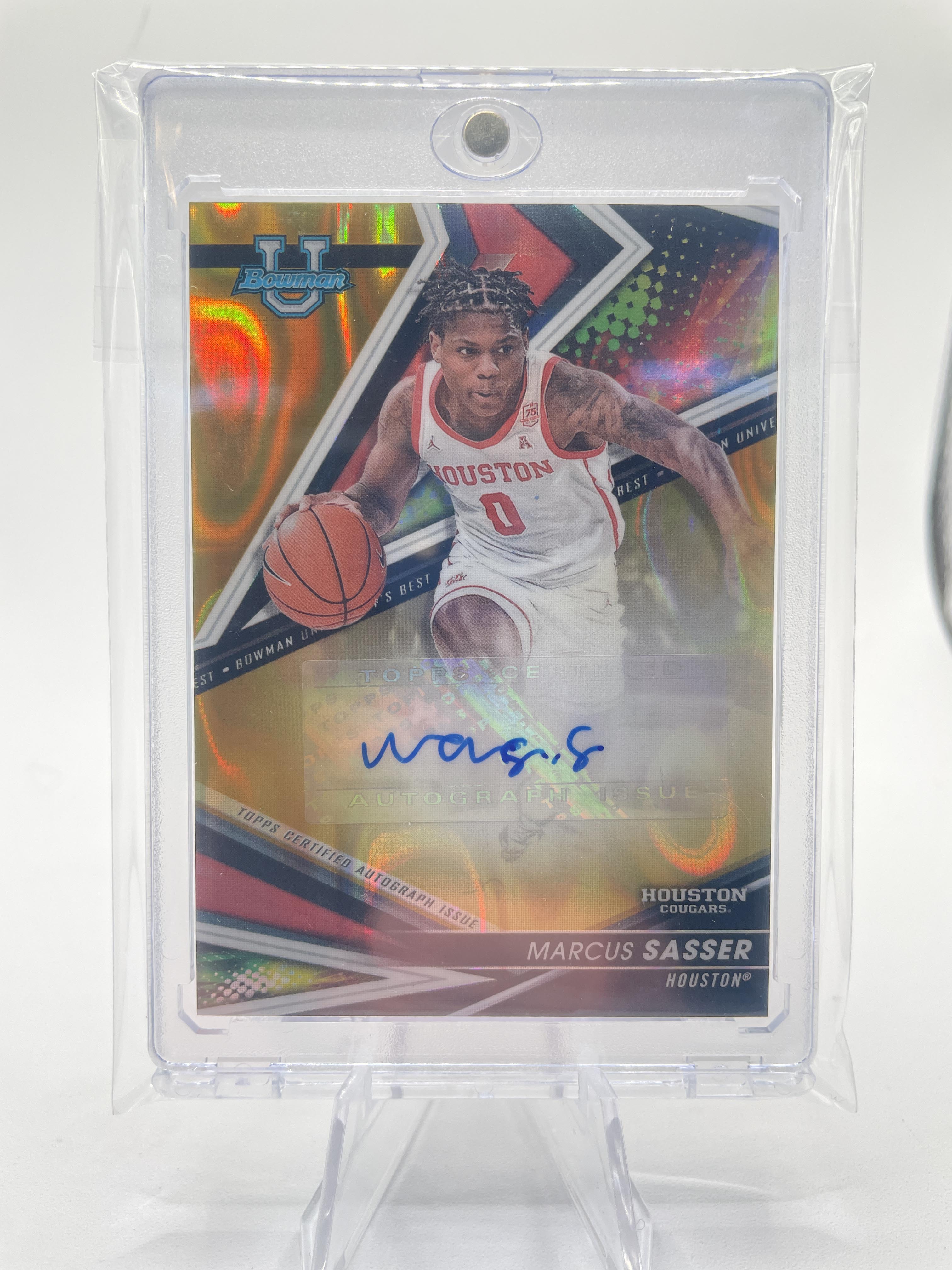 2022-23 Bowman University Best Marcus Sasser Gold Lava Refractor Auto /75