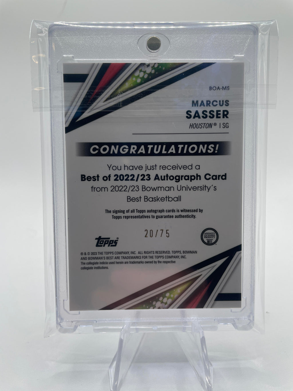 2022-23 Bowman University Best Marcus Sasser Gold Lava Refractor Auto /75