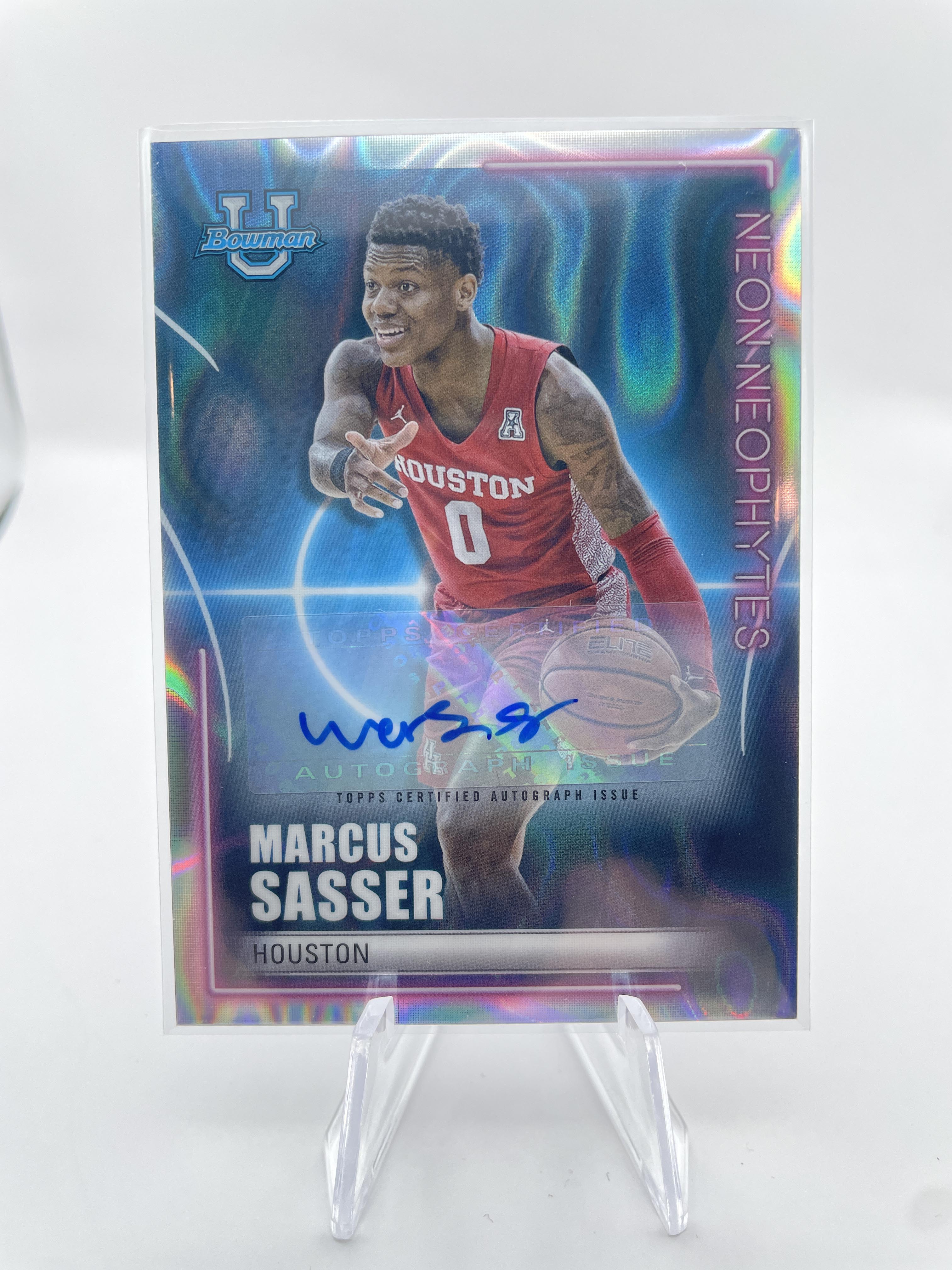 2022-23 Bowman University Best Marcus Sasser Neon Lava Auto /50