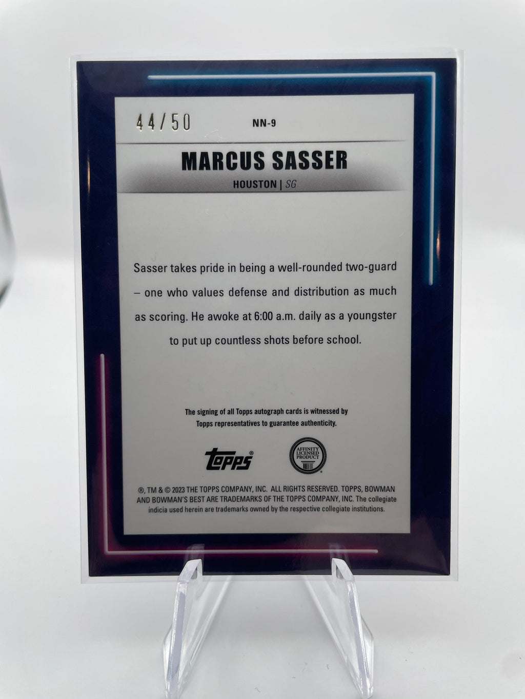 2022-23 Bowman University Best Marcus Sasser Neon Lava Auto /50