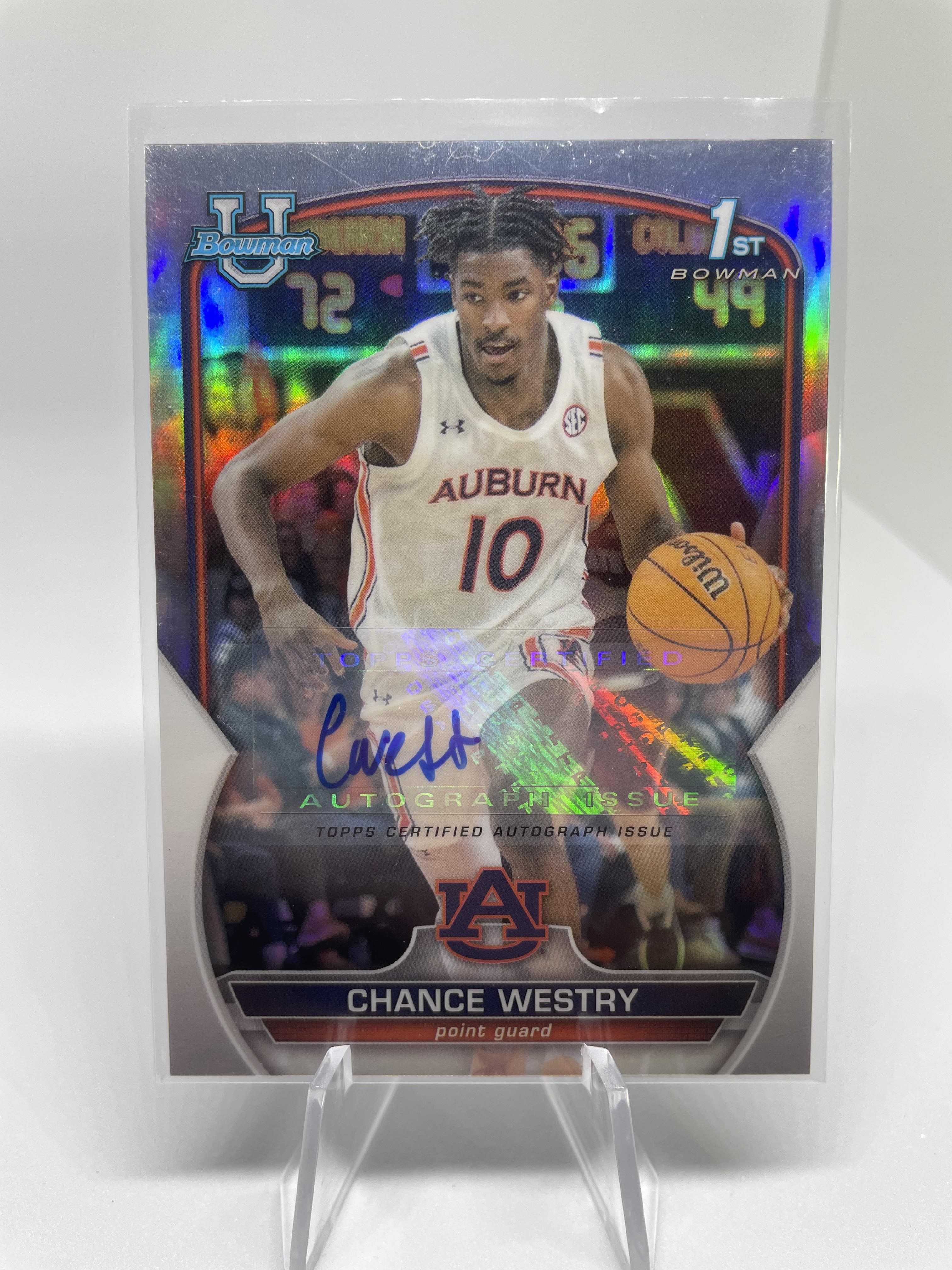 2022-23 Bowman University Chrome Chance Westry Refractor Auto /499 Rookie