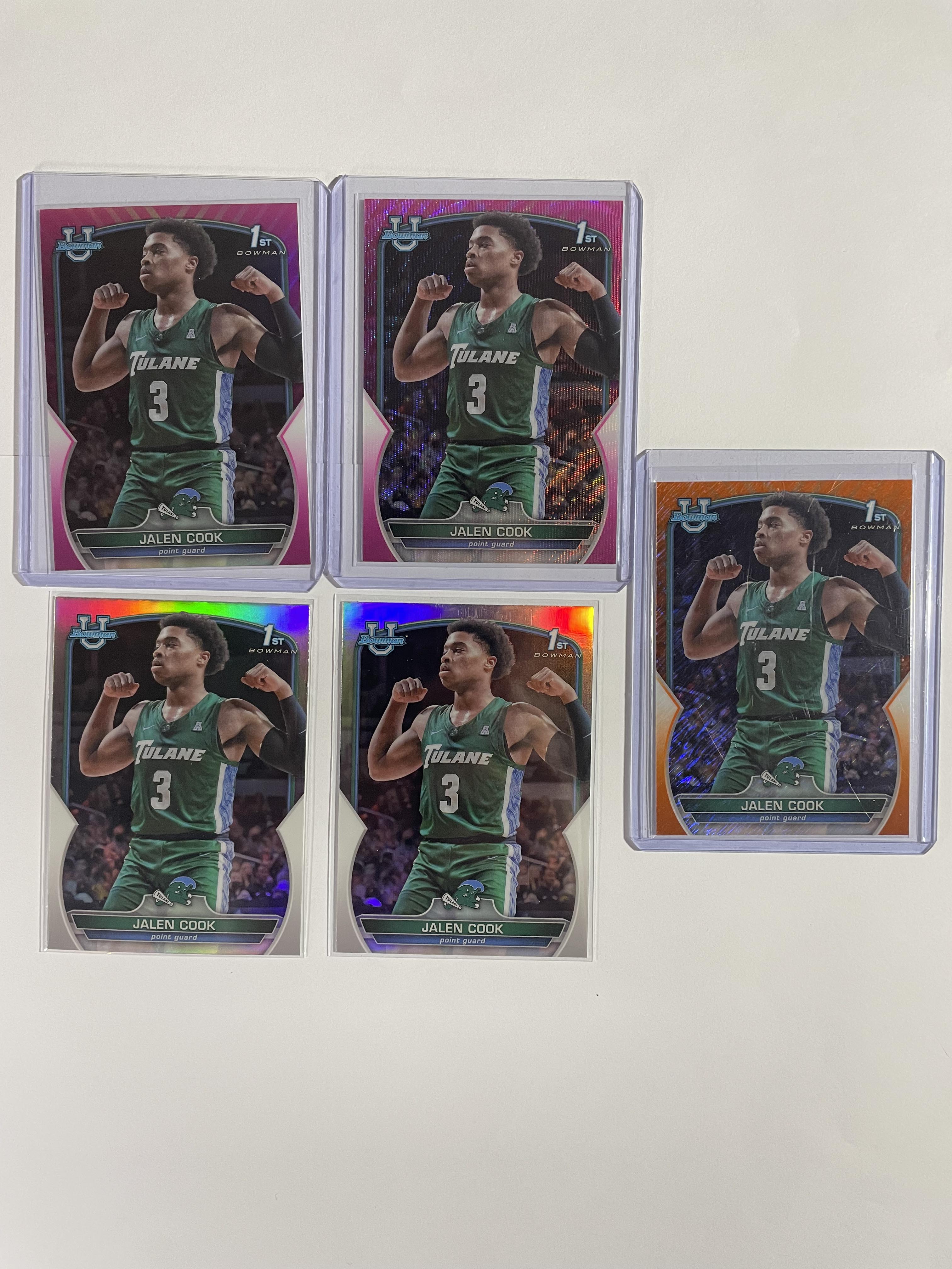 2022-23 Bowman University Chrome Jalen Cook Orange /25 + Fuchsia /125 + Pink SP