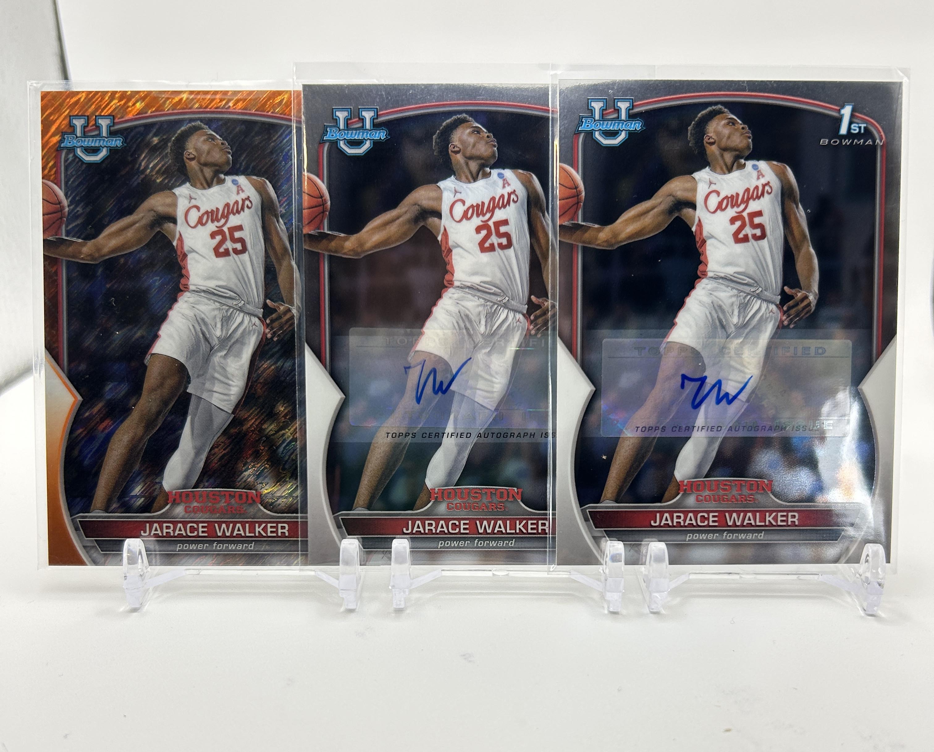 2022-23 Bowman University Chrome Jarace Walker Base Auto + Orange /25 Set (x3)