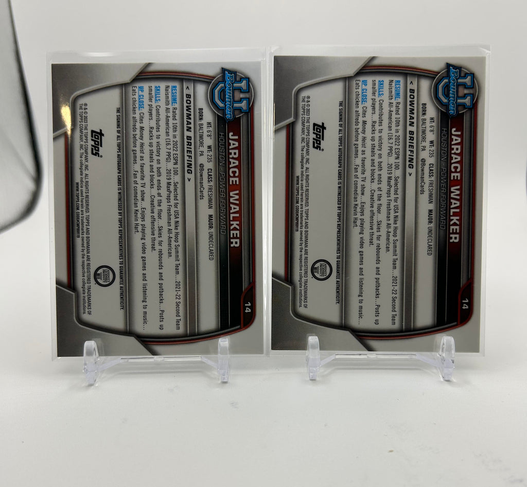 2022-23 Bowman University Chrome Jarace Walker Base Auto + Orange /25 Set (x3)