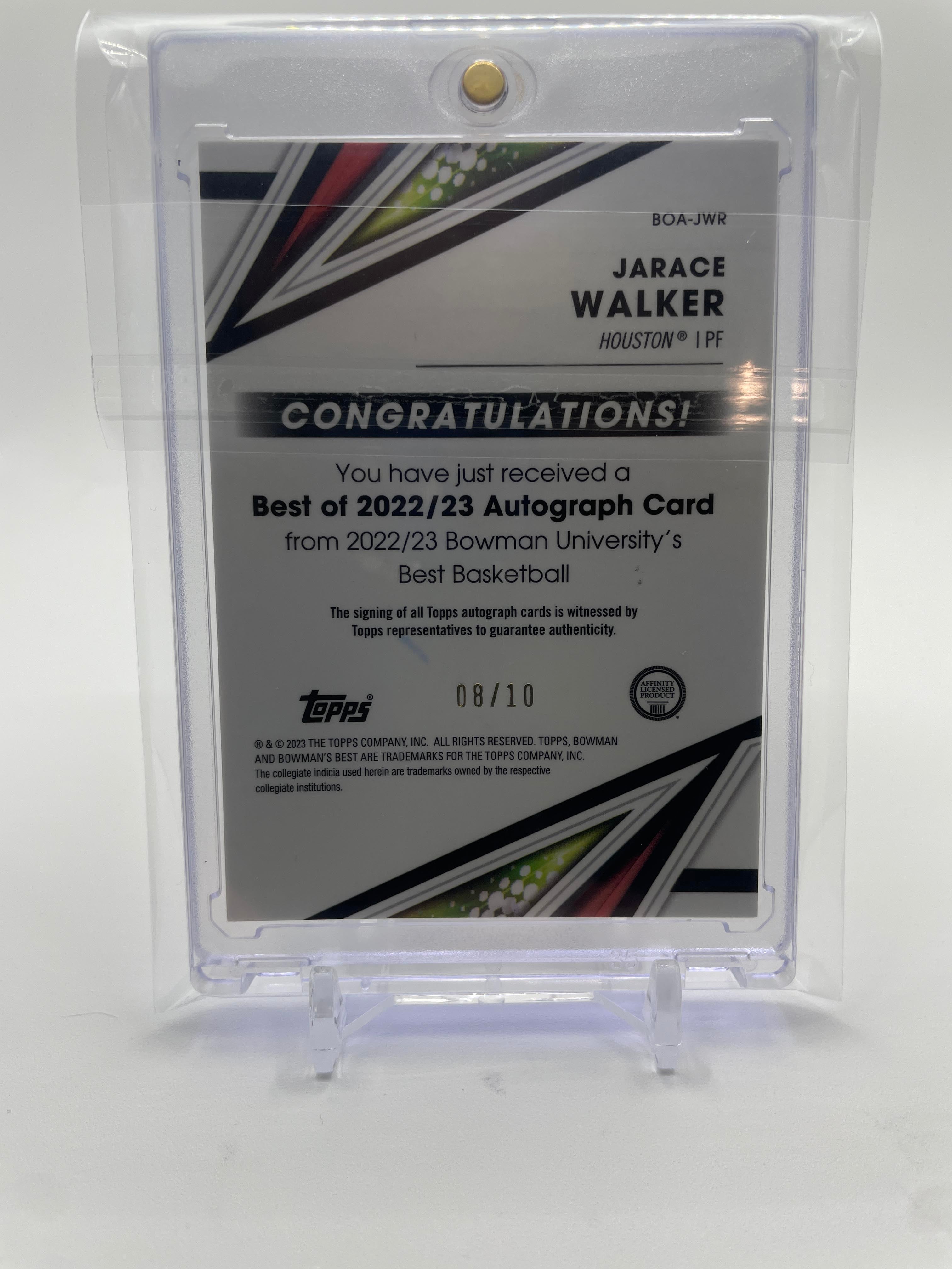 2022-23 Bowman University Chrome Jarace Walker Throwback Refractor Auto /99