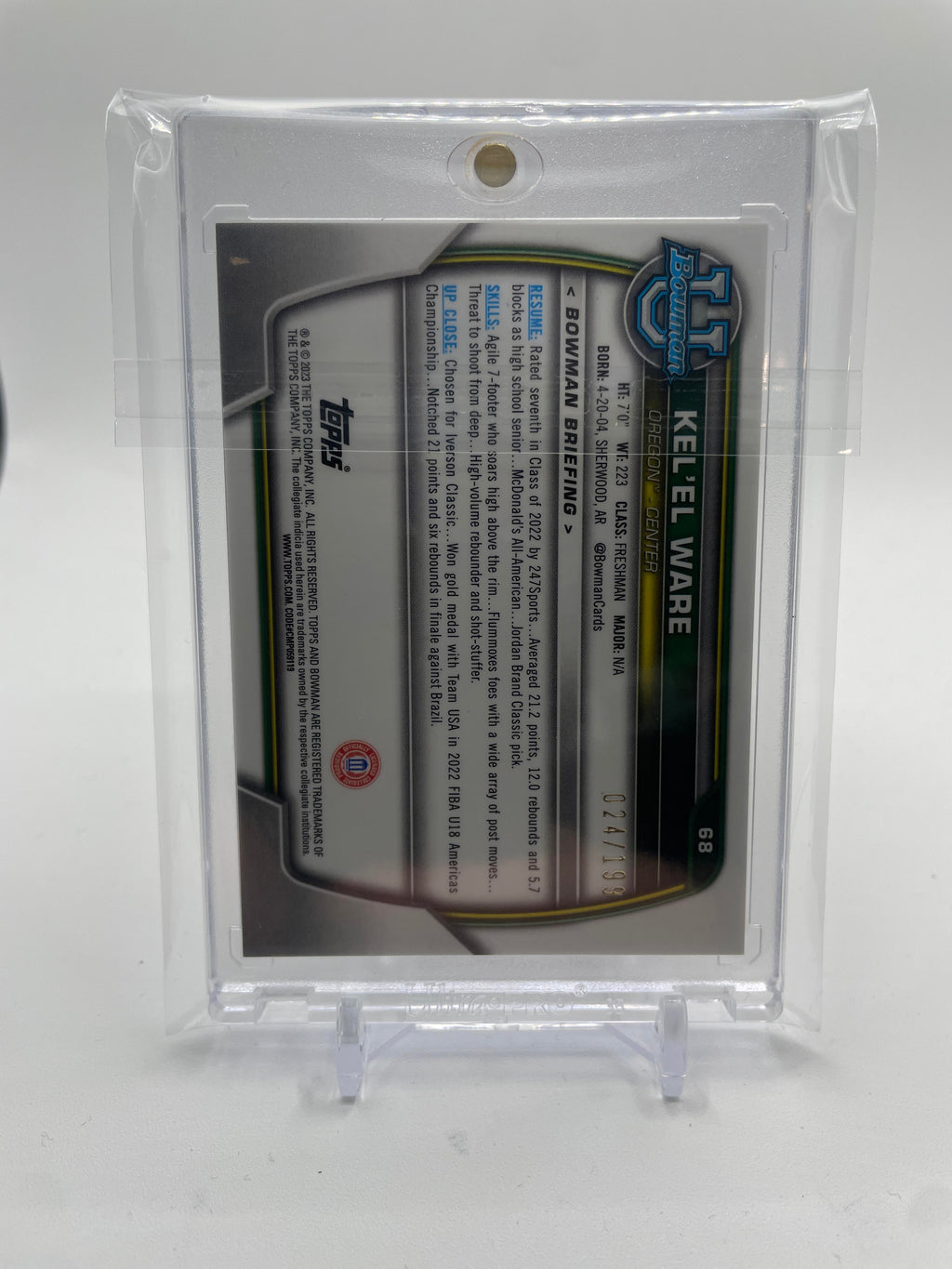 2022-23 Bowman University Chrome Kel'El Ware Blue Refractor /199