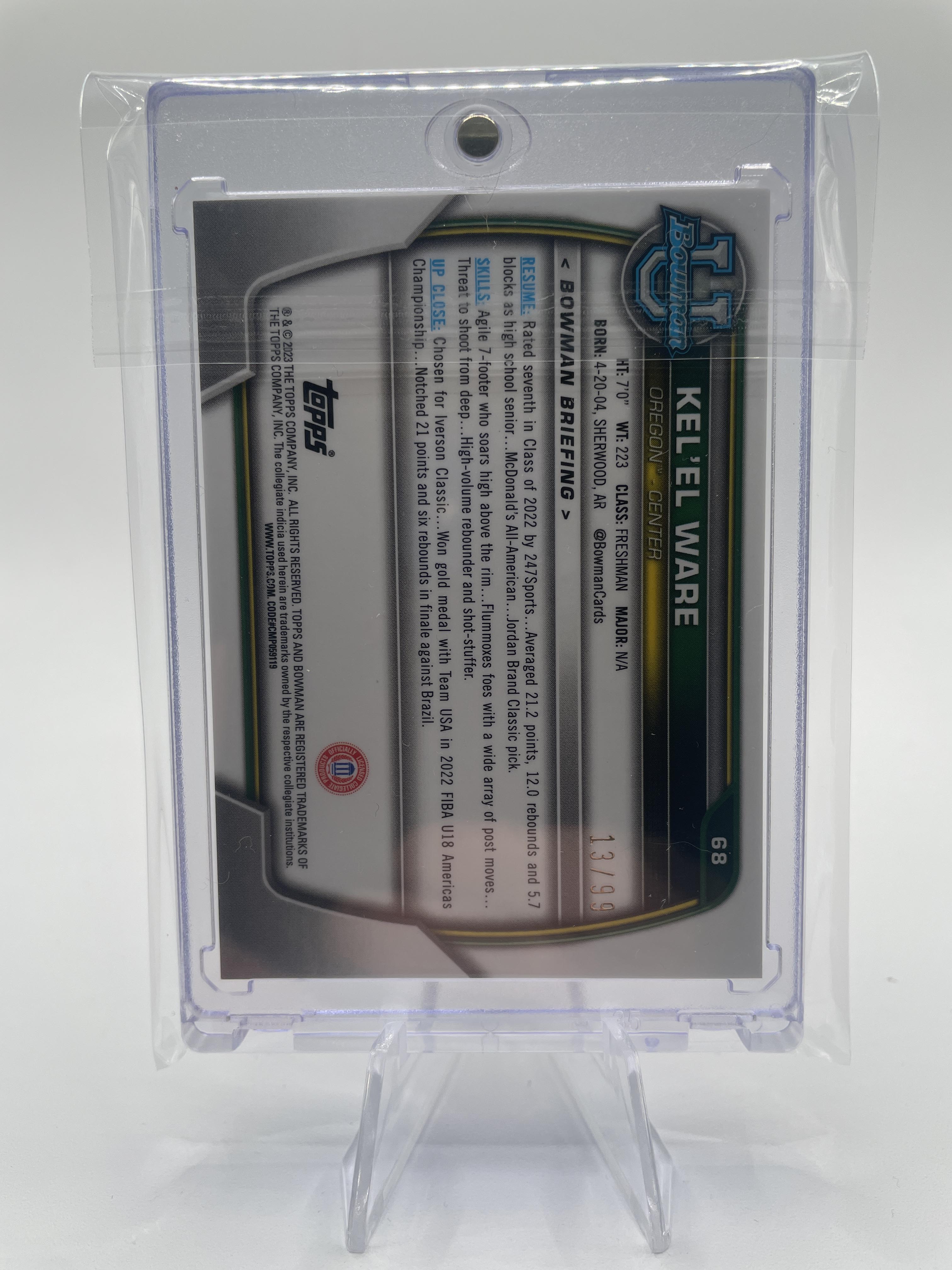 2022-23 Bowman University Chrome Kel'El Ware Green Refractor /99