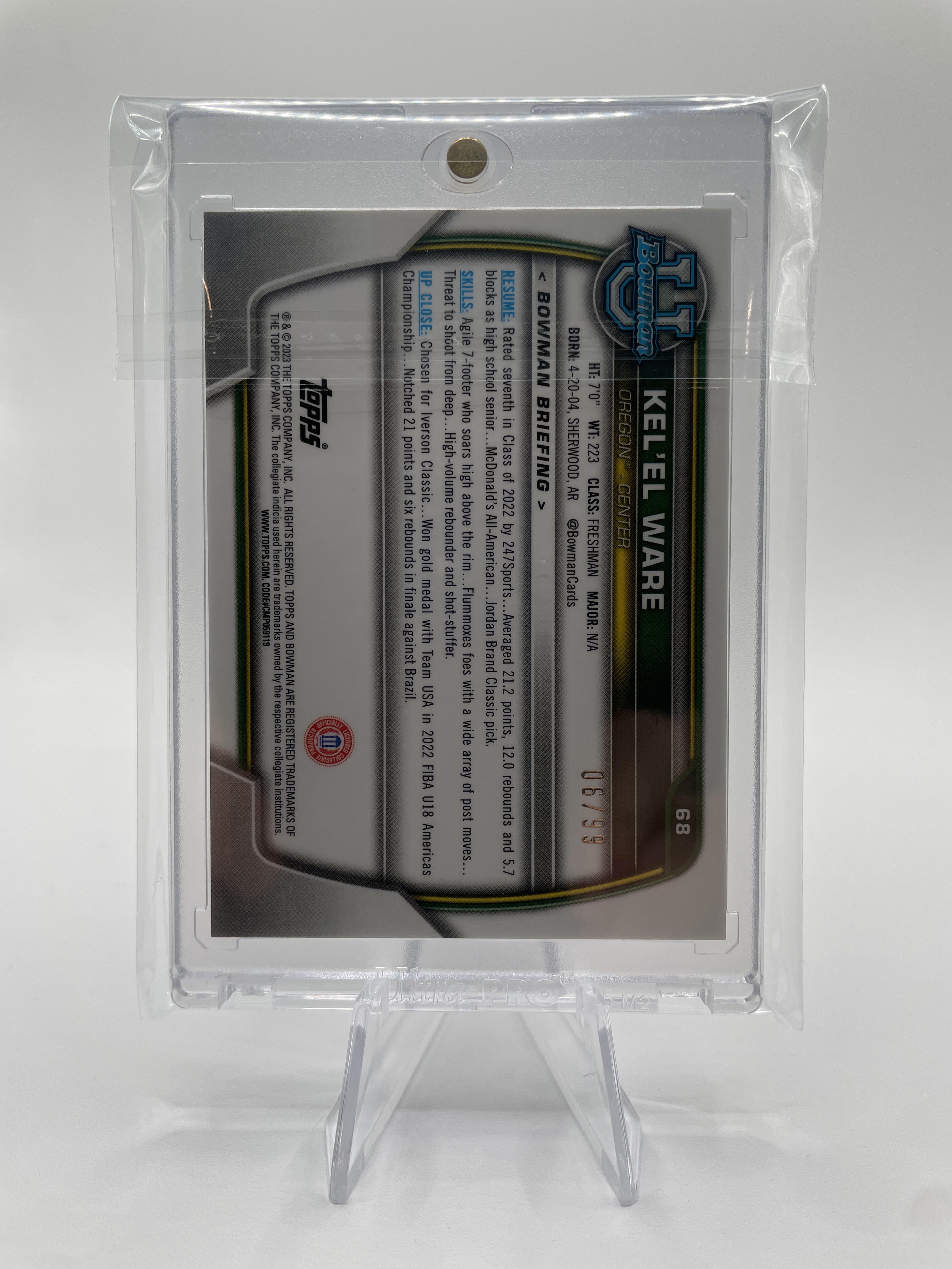 2022-23 Bowman University Chrome Kel'El Ware Green Refractor /99
