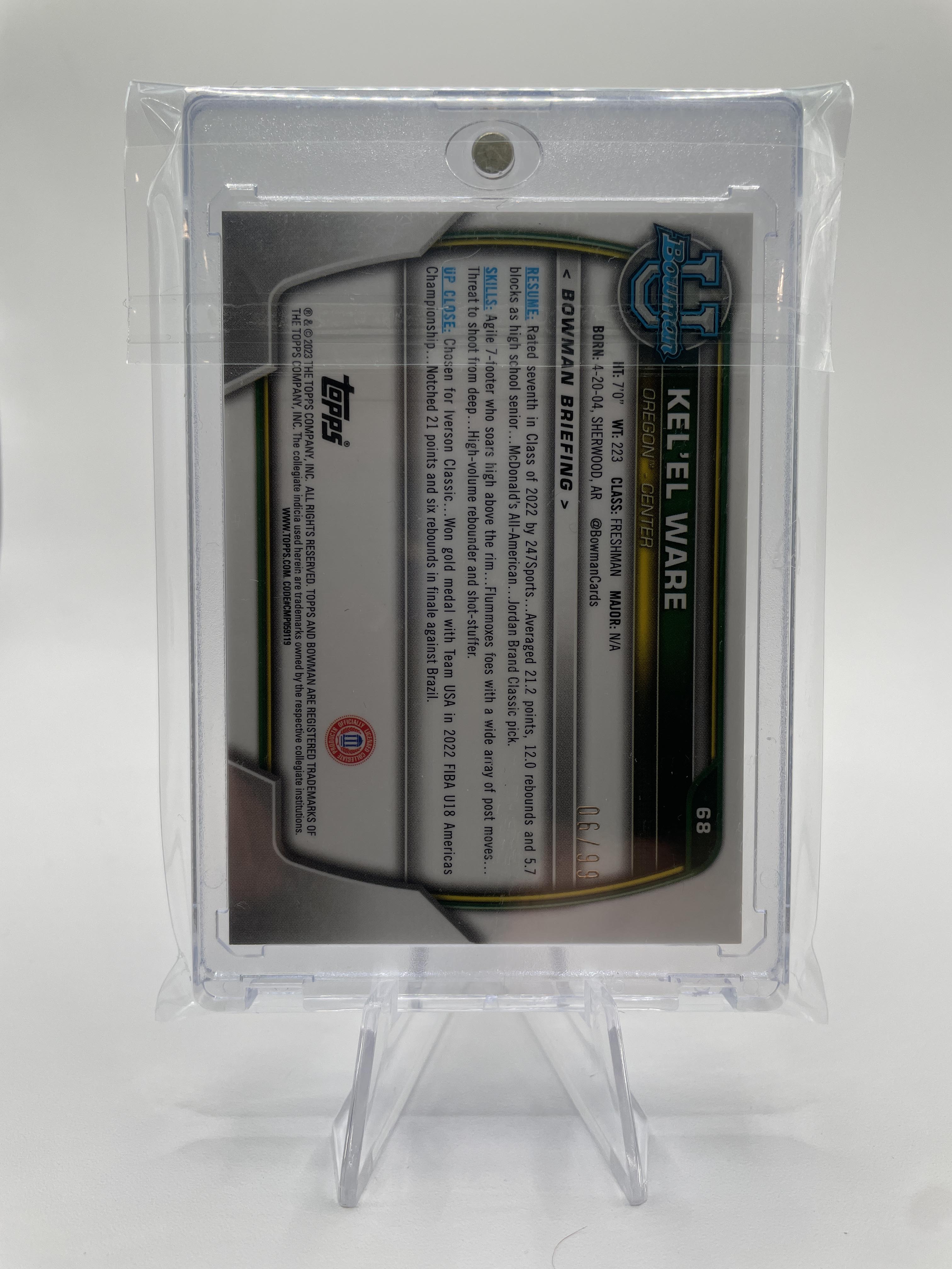 2022-23 Bowman University Chrome Kel'El Ware Green Refractor /99