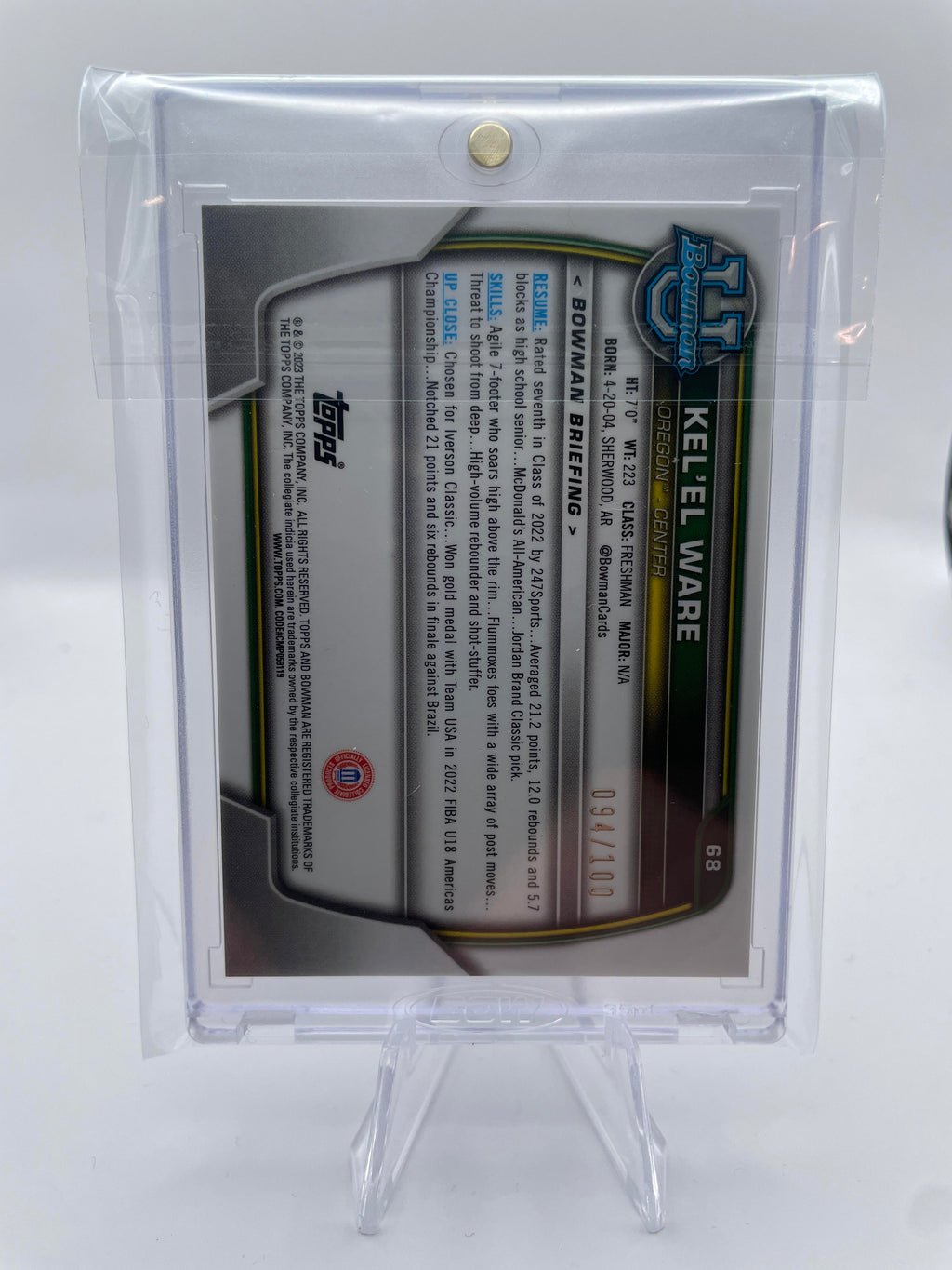 2022-23 Bowman University Chrome Kel'El Ware Lava Refractor /100
