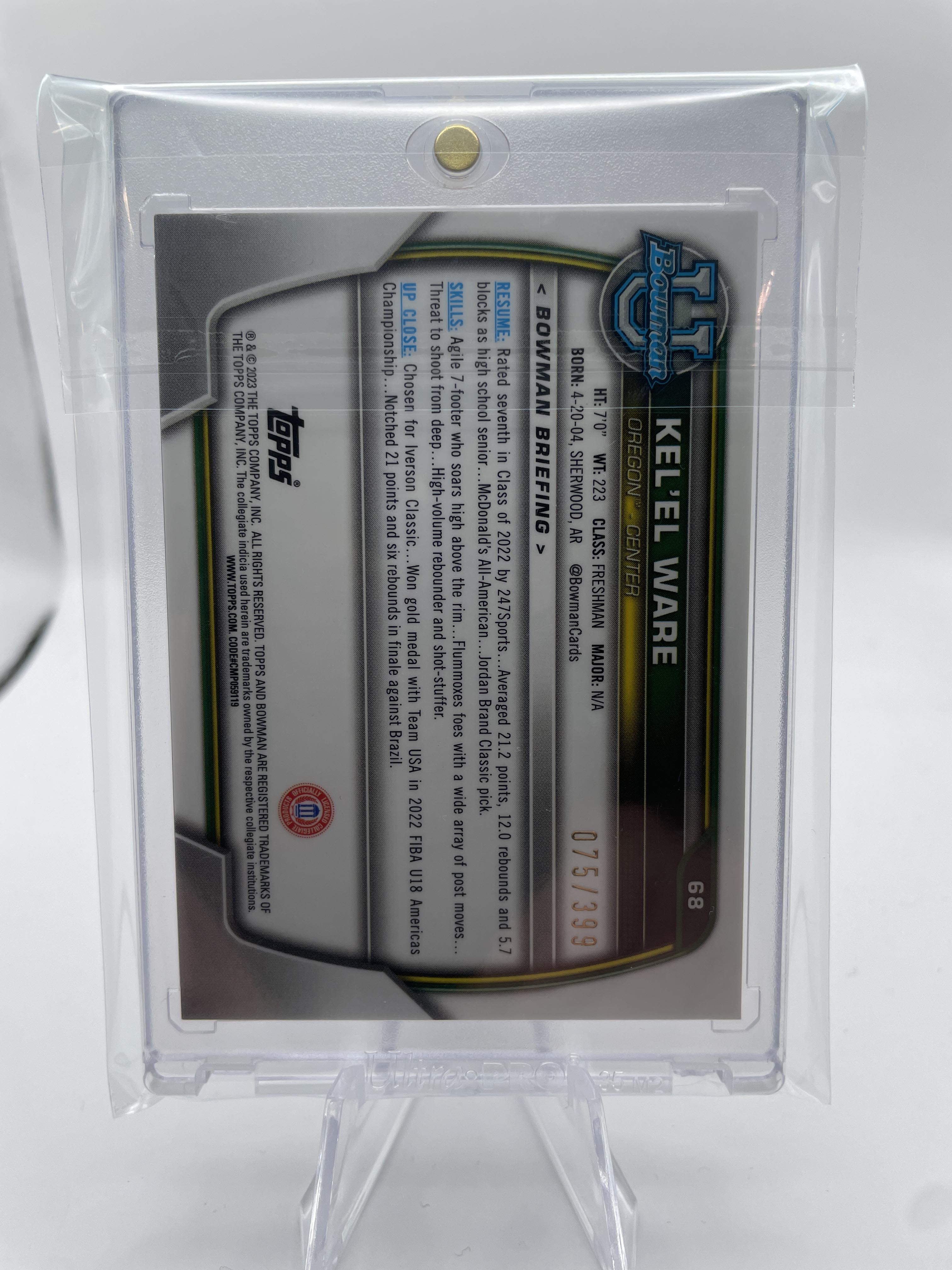 2022-23 Bowman University Chrome Kel'El Ware Purple Refractor /399