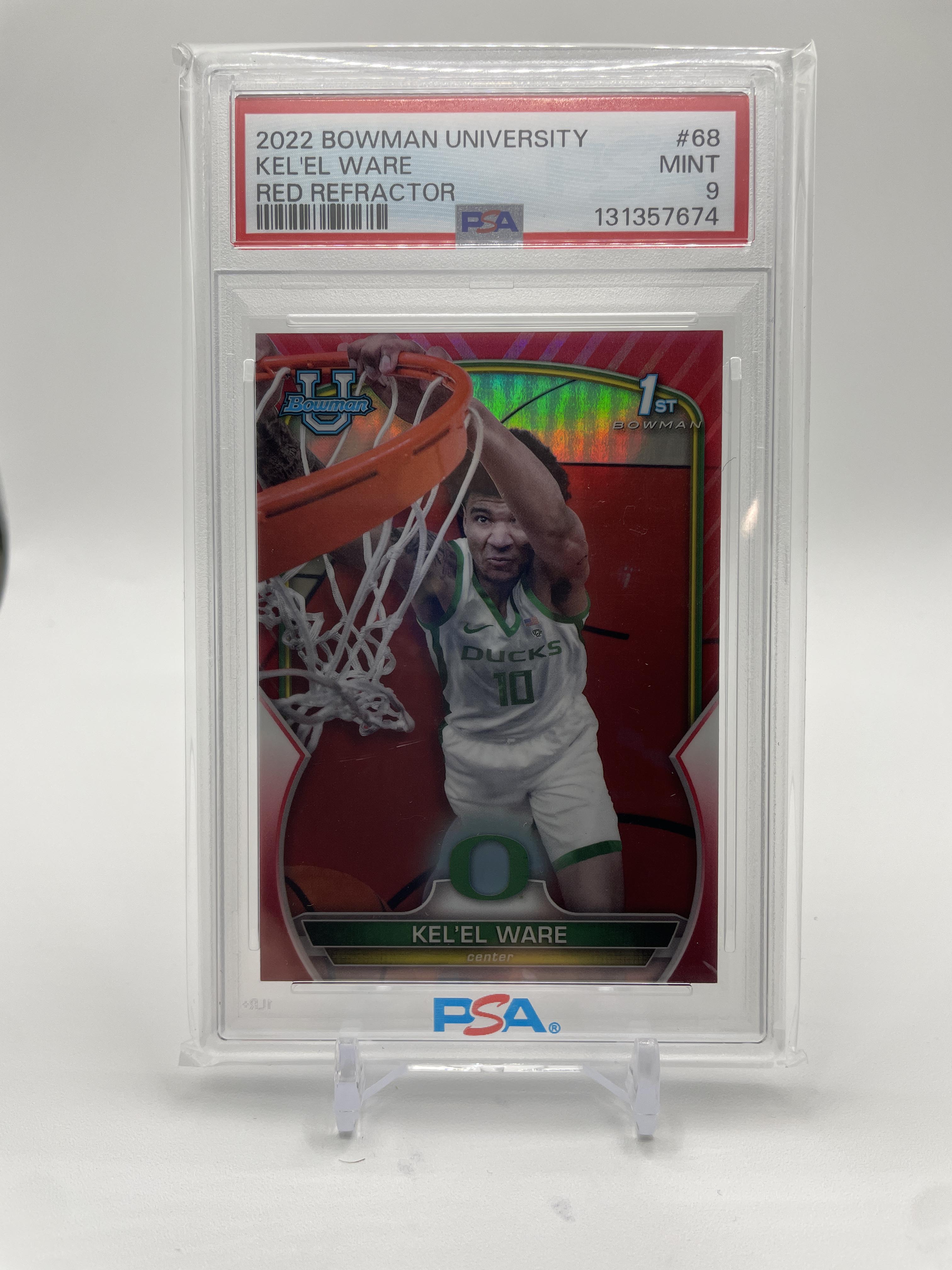 2022-23 Bowman University Chrome Kel'El Ware Red Refractor Rookie 5/5 PSA 9