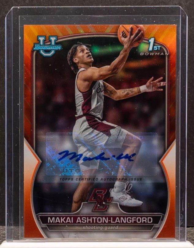 2022-23 Bowman University Chrome Makai Ashton-Langford Orange Shimmer Auto /25