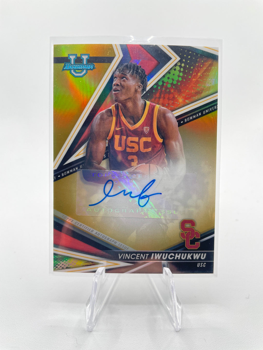 2022-23 Bowman University Chrome Vincent Iwuchukwu Gold Refractor Auto /50