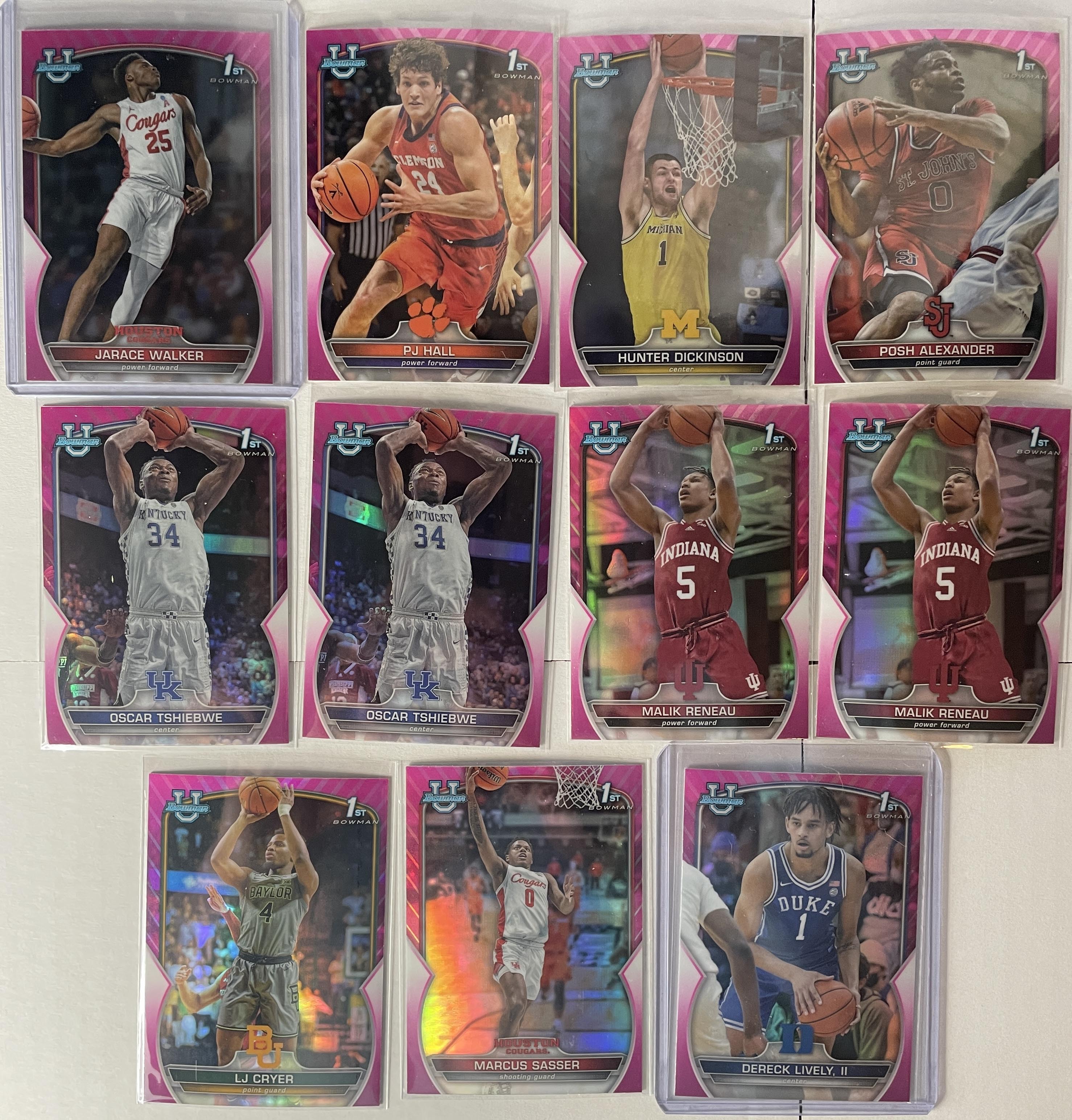2022-23 Bowman University Chrome Walker Sasser Lively Pink Refractor Set (x11)
