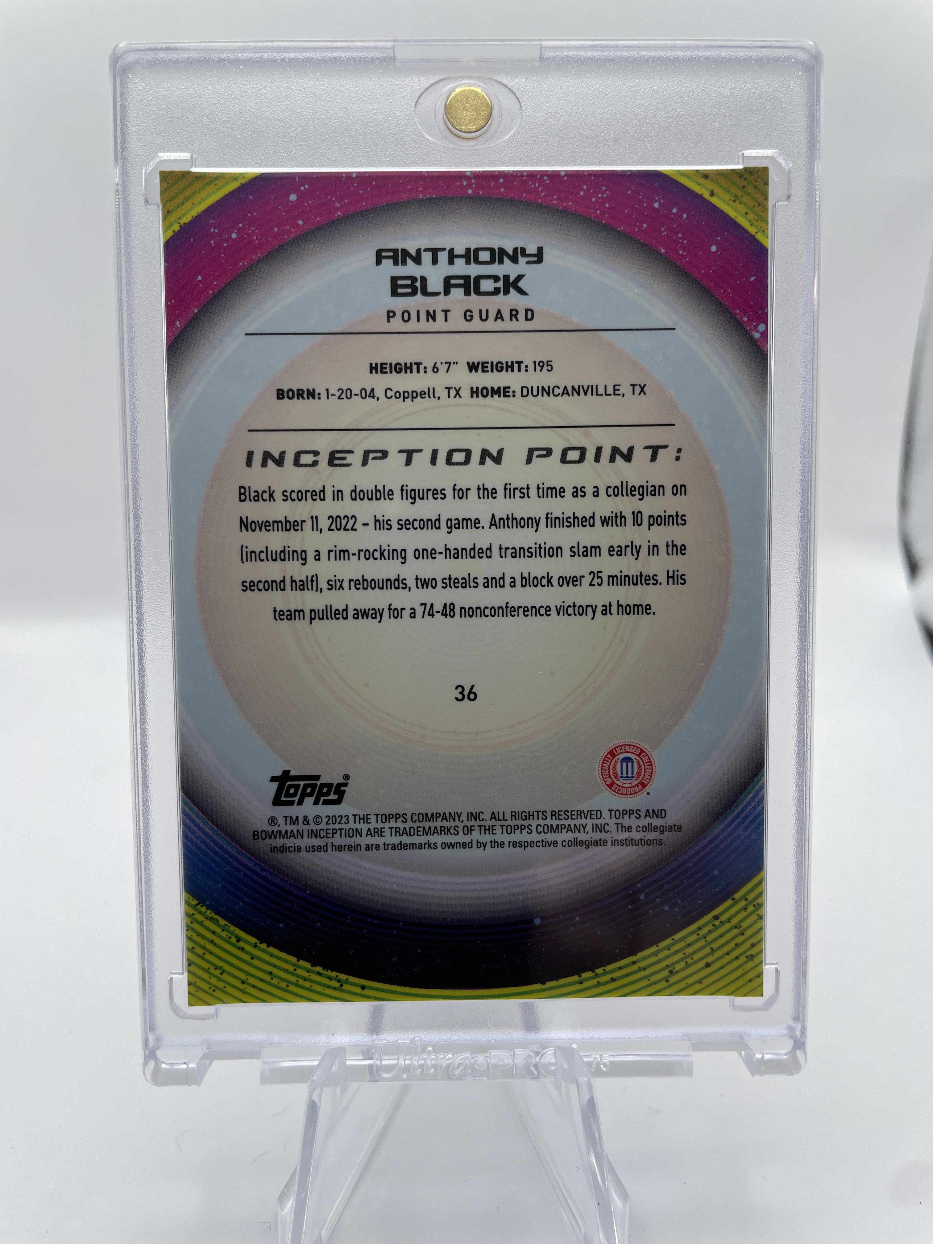 2022-23 Bowman University Inception Anthony Black Orange Foil /25