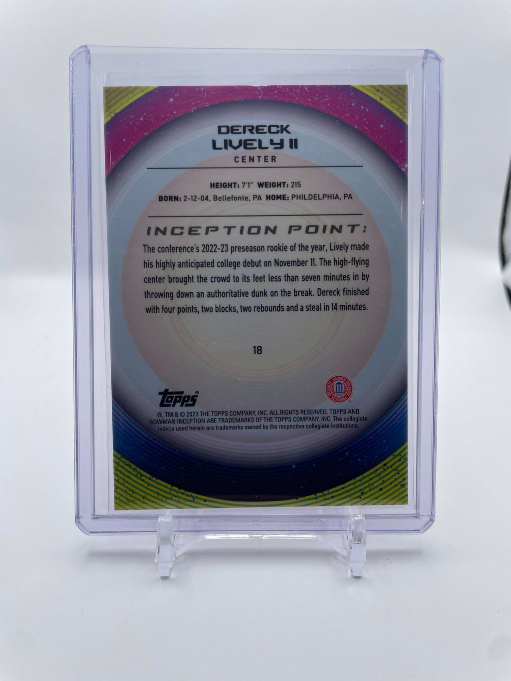 2022-23 Bowman University Inception Dereck Lively Fuchsia Foil Rookie /75
