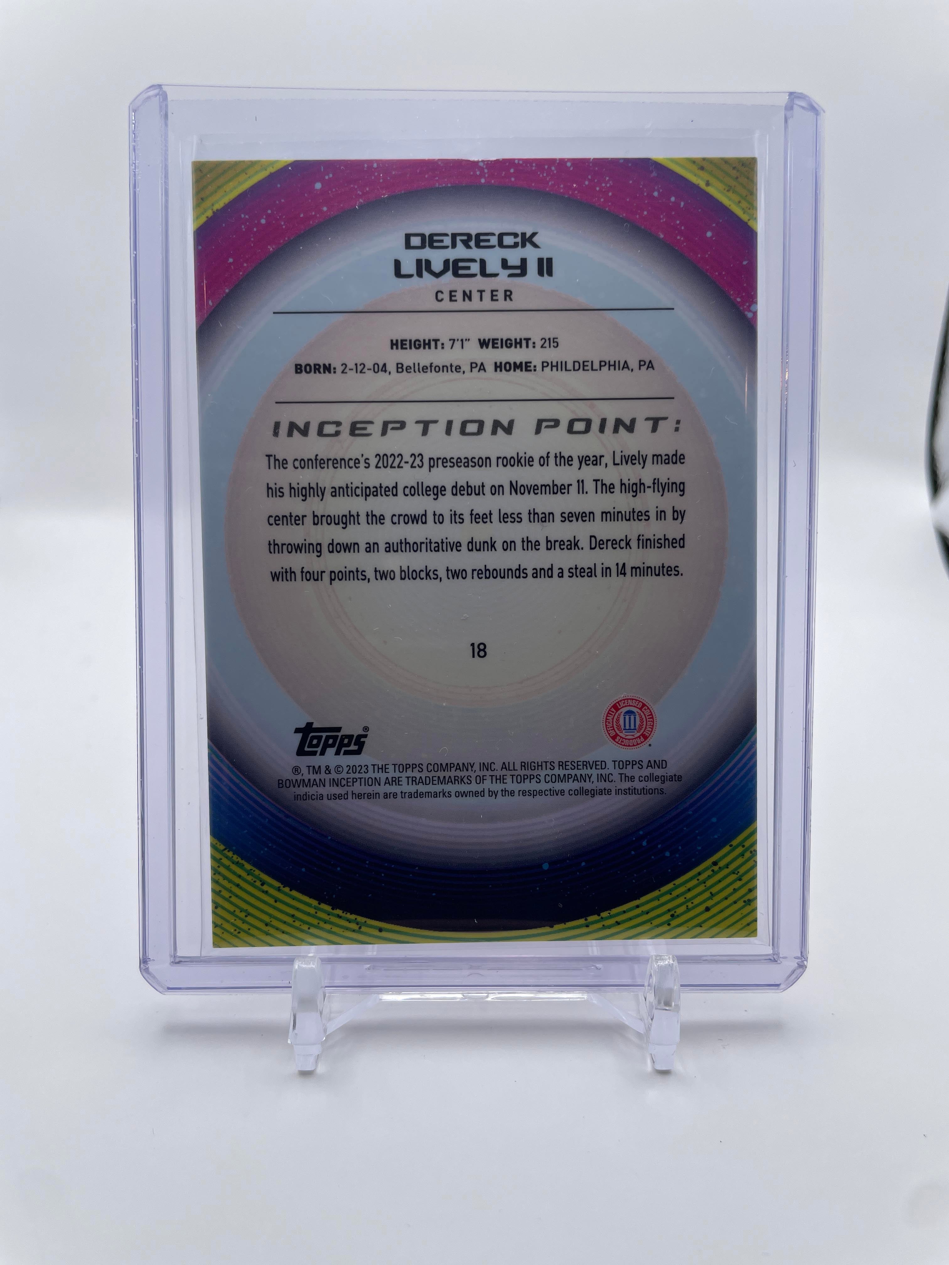 2022-23 Bowman University Inception Dereck Lively Fuchsia Foil Rookie /75
