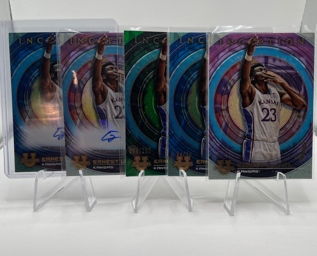 2022-23 Bowman University Inception Ernest Udeh Blue Auto /99 + Auto + Green /99