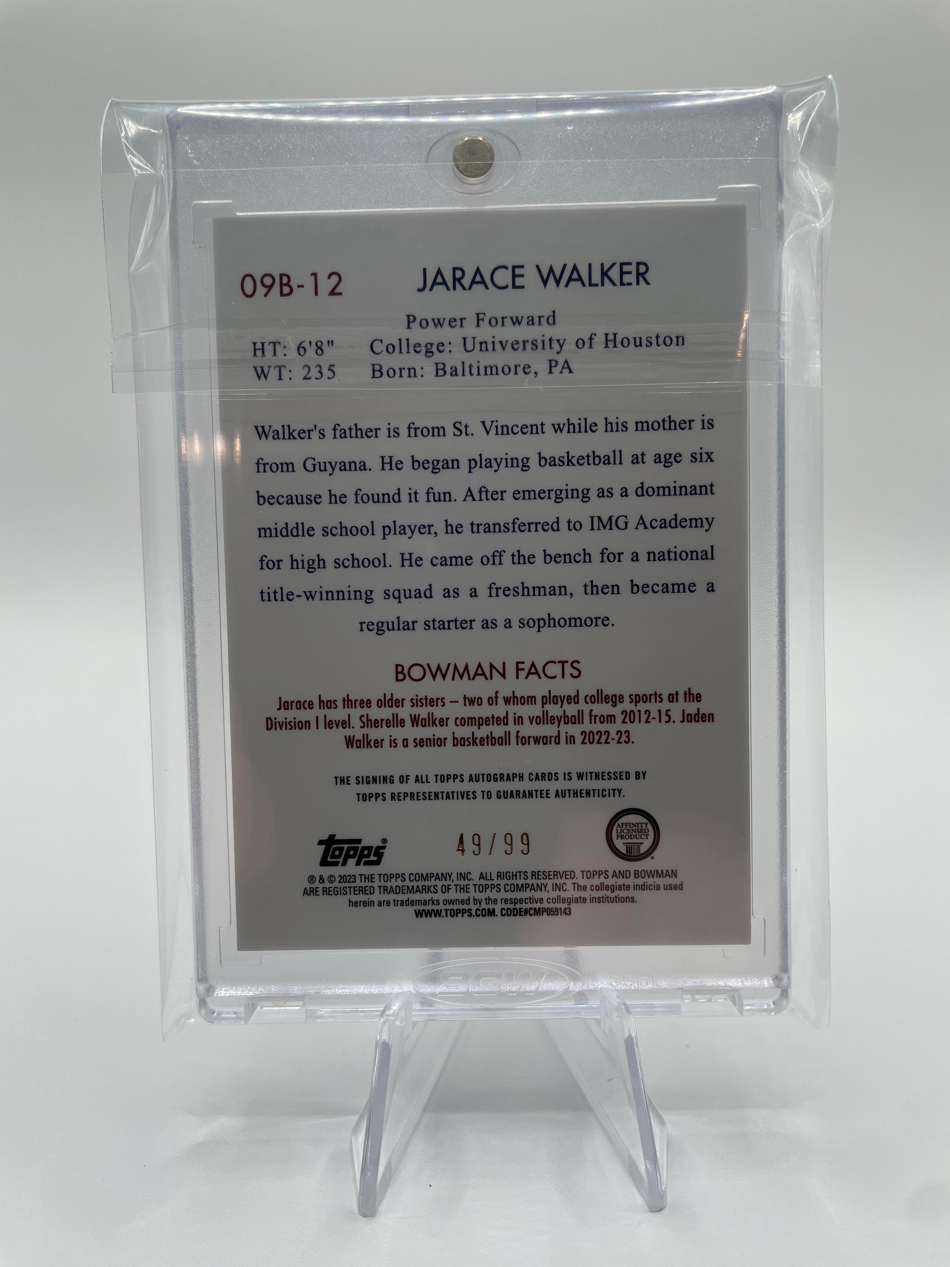 2022-23 Bowman University Inception Jarace Walker Aqua Foil /199 Set (x4)