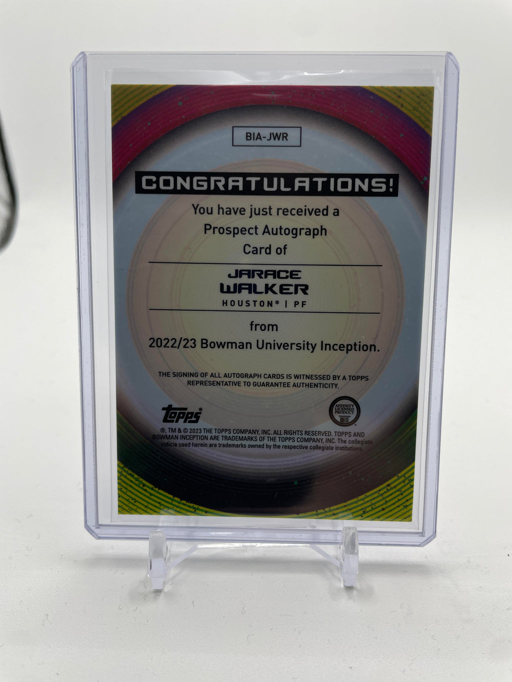 2022-23 Bowman University Inception Jarace Walker Base Rookie Auto
