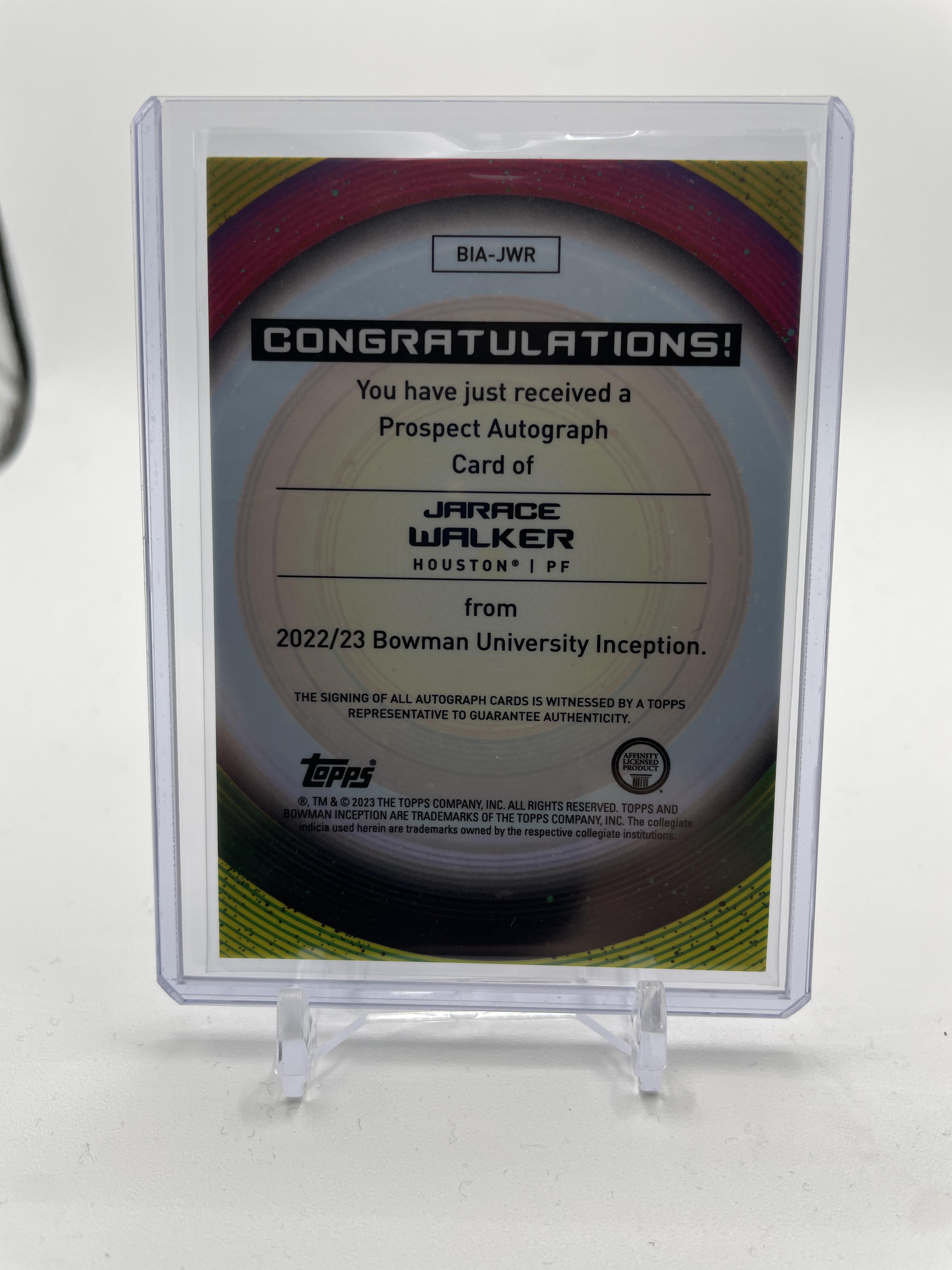 2022-23 Bowman University Inception Jarace Walker Base Rookie Auto