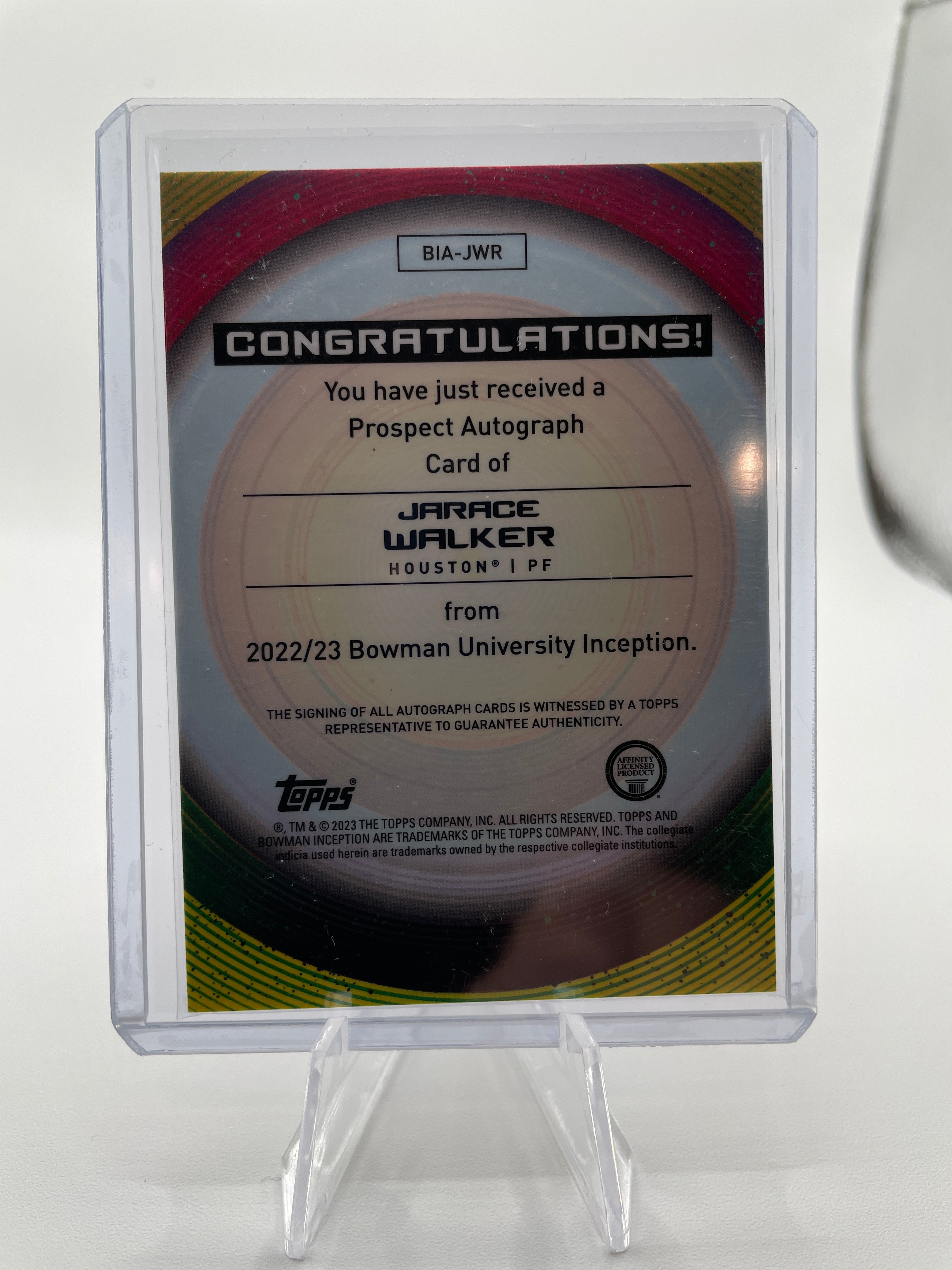 2022-23 Bowman University Inception Jarace Walker Fuchsia Foil Rookie Auto /75