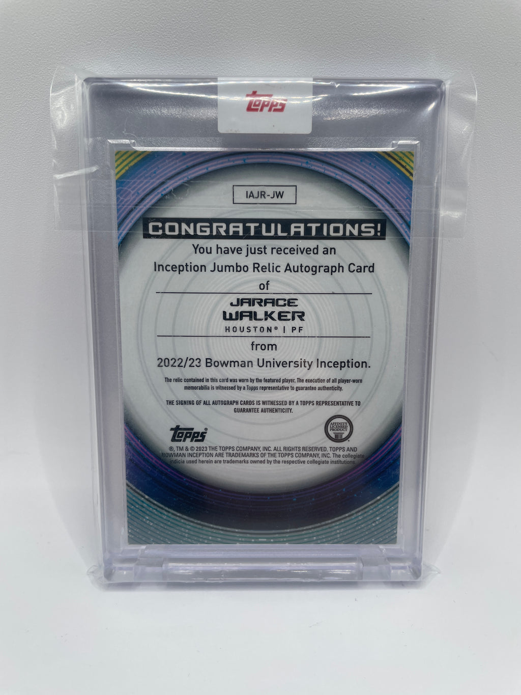 2022-23 Bowman University Inception Jarace Walker Jumbo Patch Rookie Auto /199