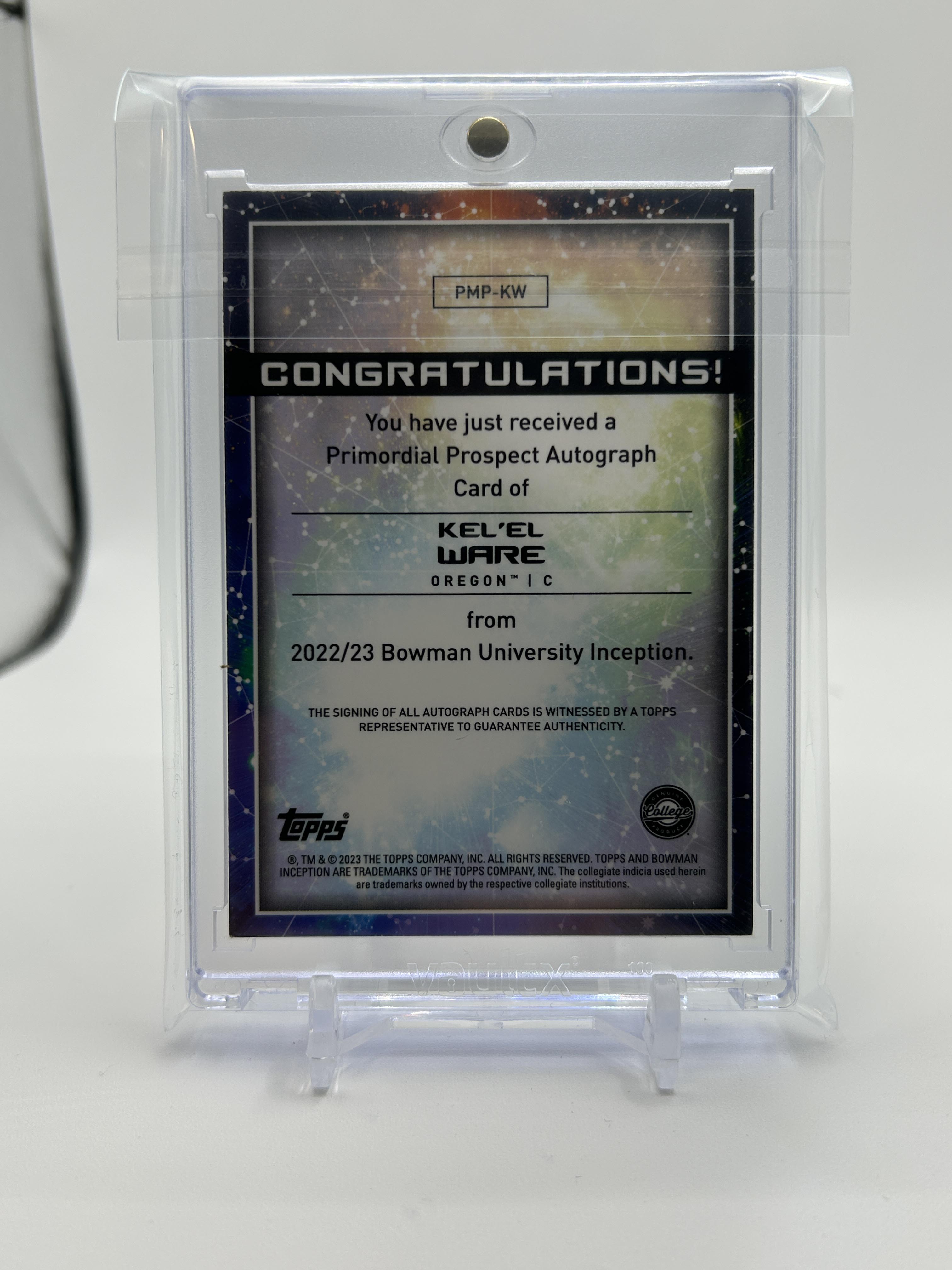 2022-23 Bowman University Inception Kel'El Ware Primordial Gold Auto /50