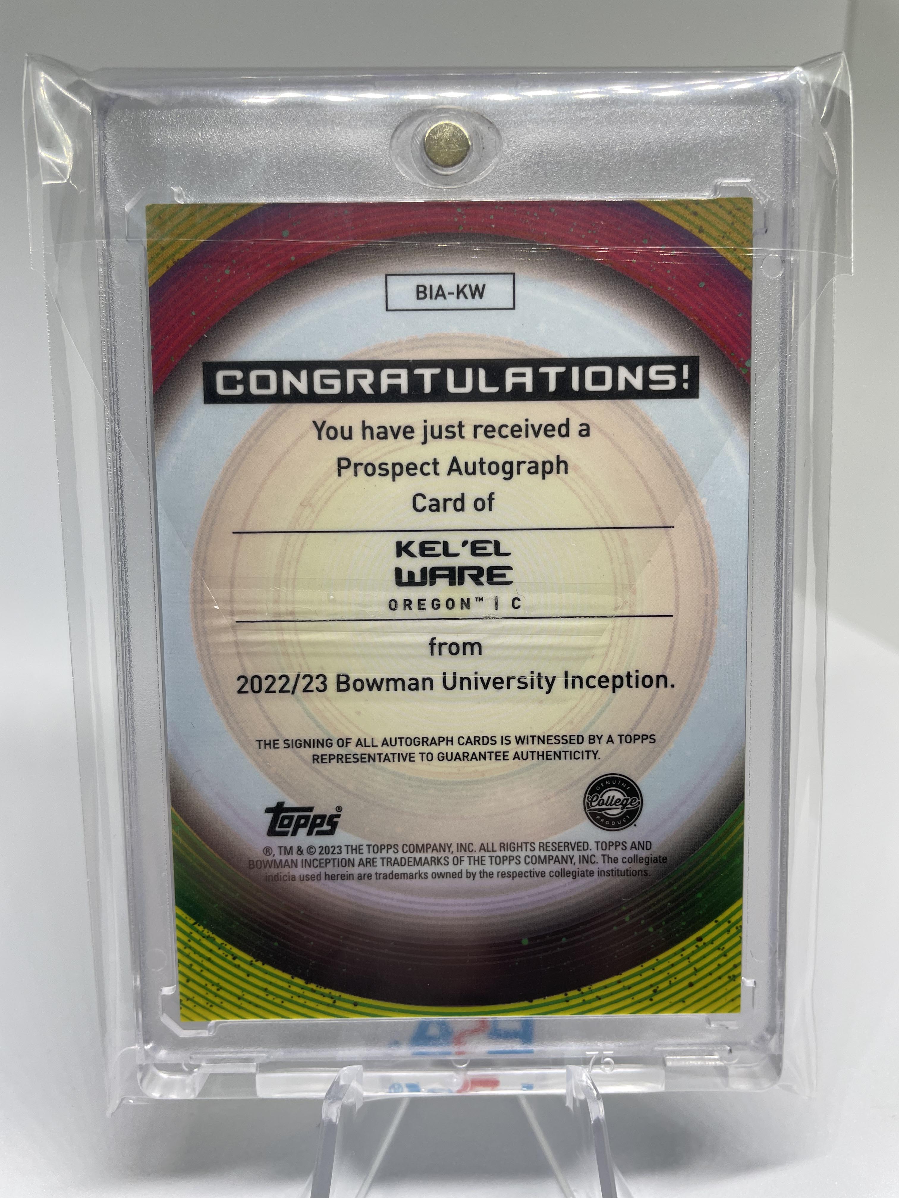 2022-23 Bowman University Inception Kel'El Ware Rookie Auto #BIA-KW