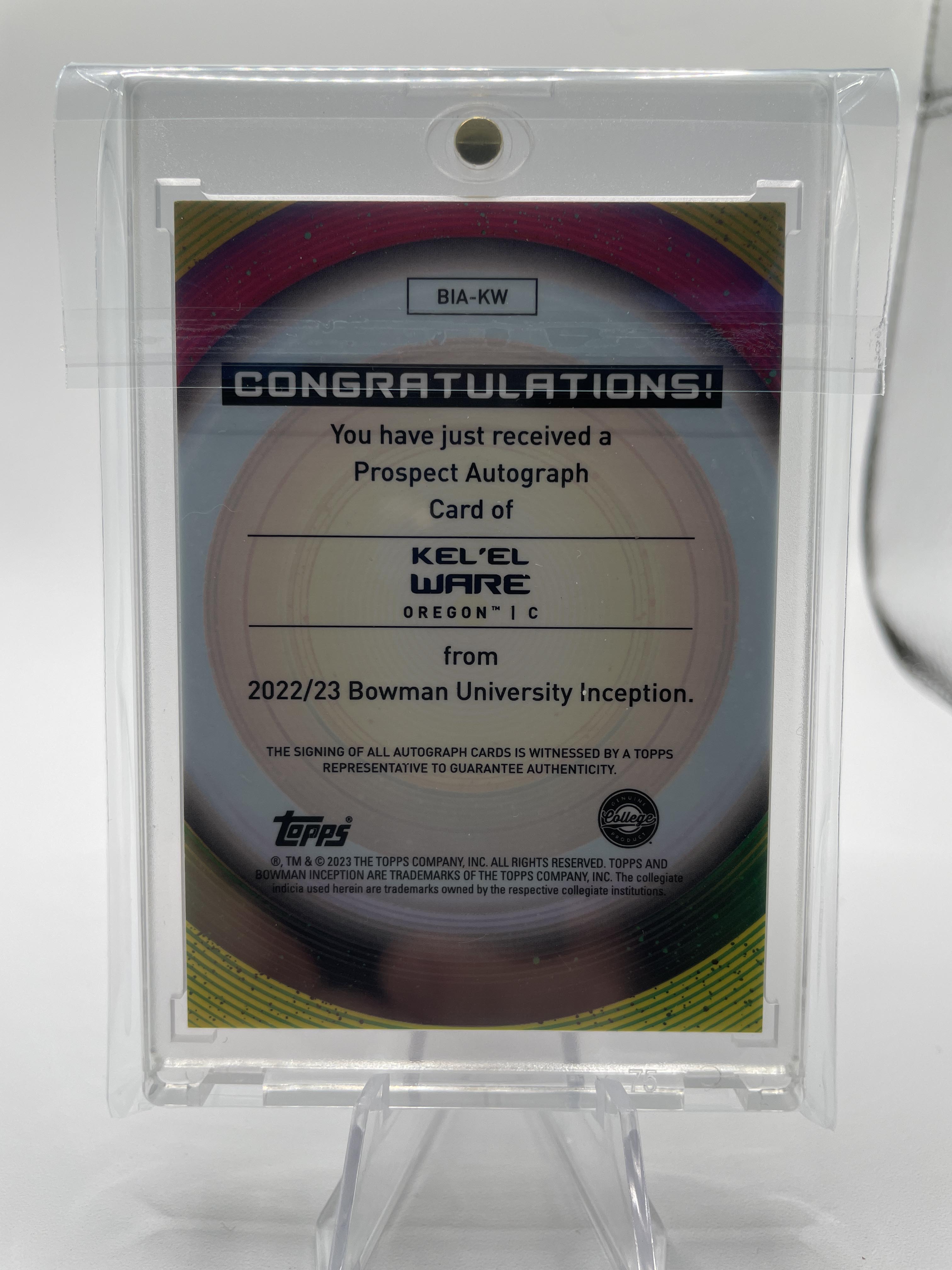 2022-23 Bowman University Inception Kel'El Ware Rookie Auto #BIA-KW