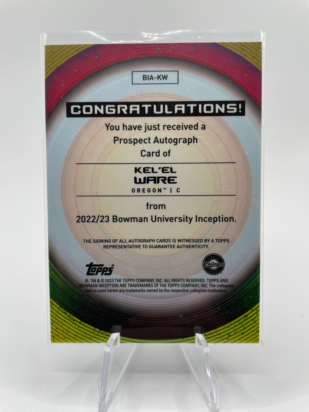 2022-23 Bowman University Inception Kel'El Ware Rookie Auto #BIA-KW