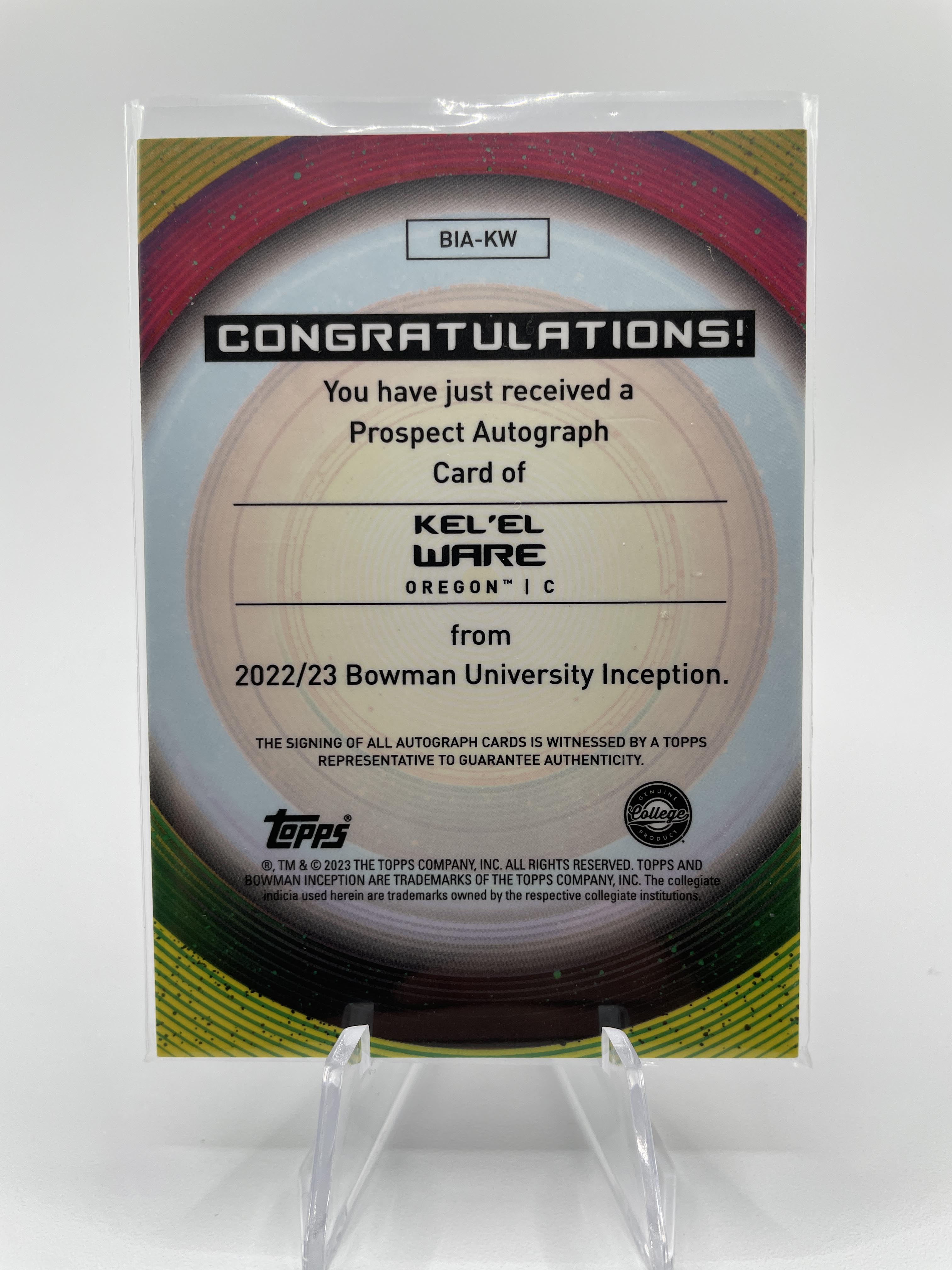2022-23 Bowman University Inception Kel'El Ware Rookie Auto #BIA-KW