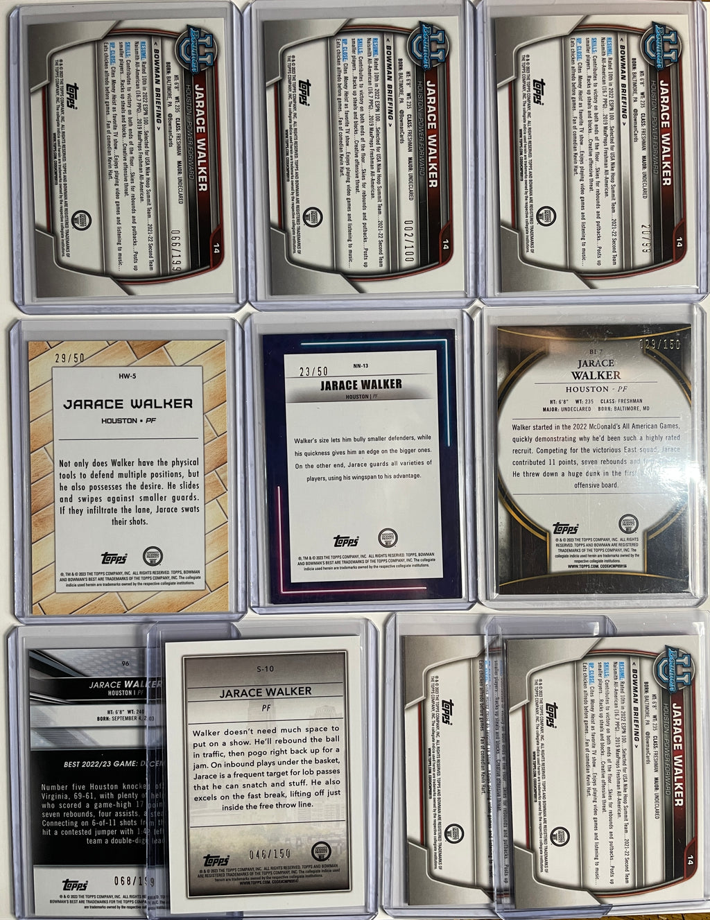 2022-23 Bowman University Jarace Walker Lava Refractor /50 +Green /99 Set (x10)
