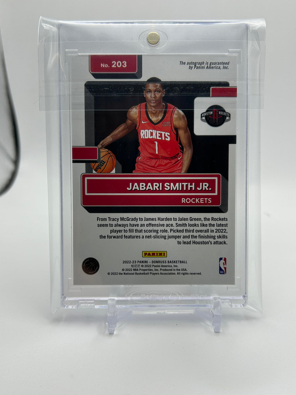 2022-23 Donruss Jabari Smith Jr. Rated Prospect Holo Rookie Auto #203