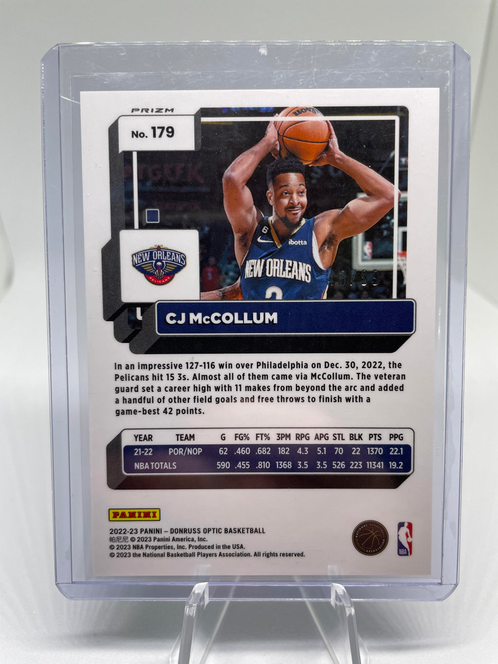 2022-23 Donruss Optic CJ McCollum Purple Disco Prizm /99 #179