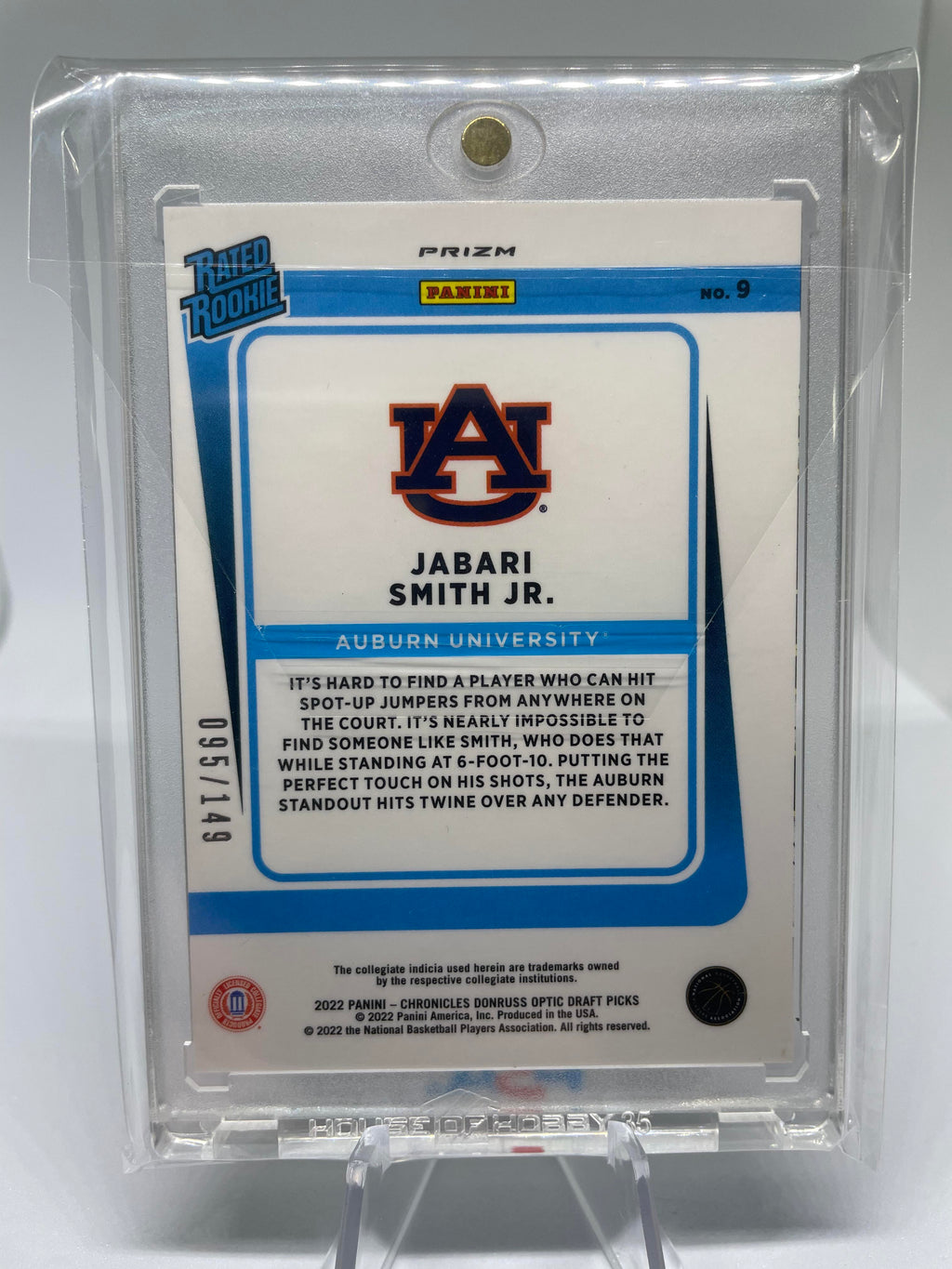 2022-23 Donruss Optic Draft Picks Jabari Smith Jr Red Prizm Rated Rookie /149