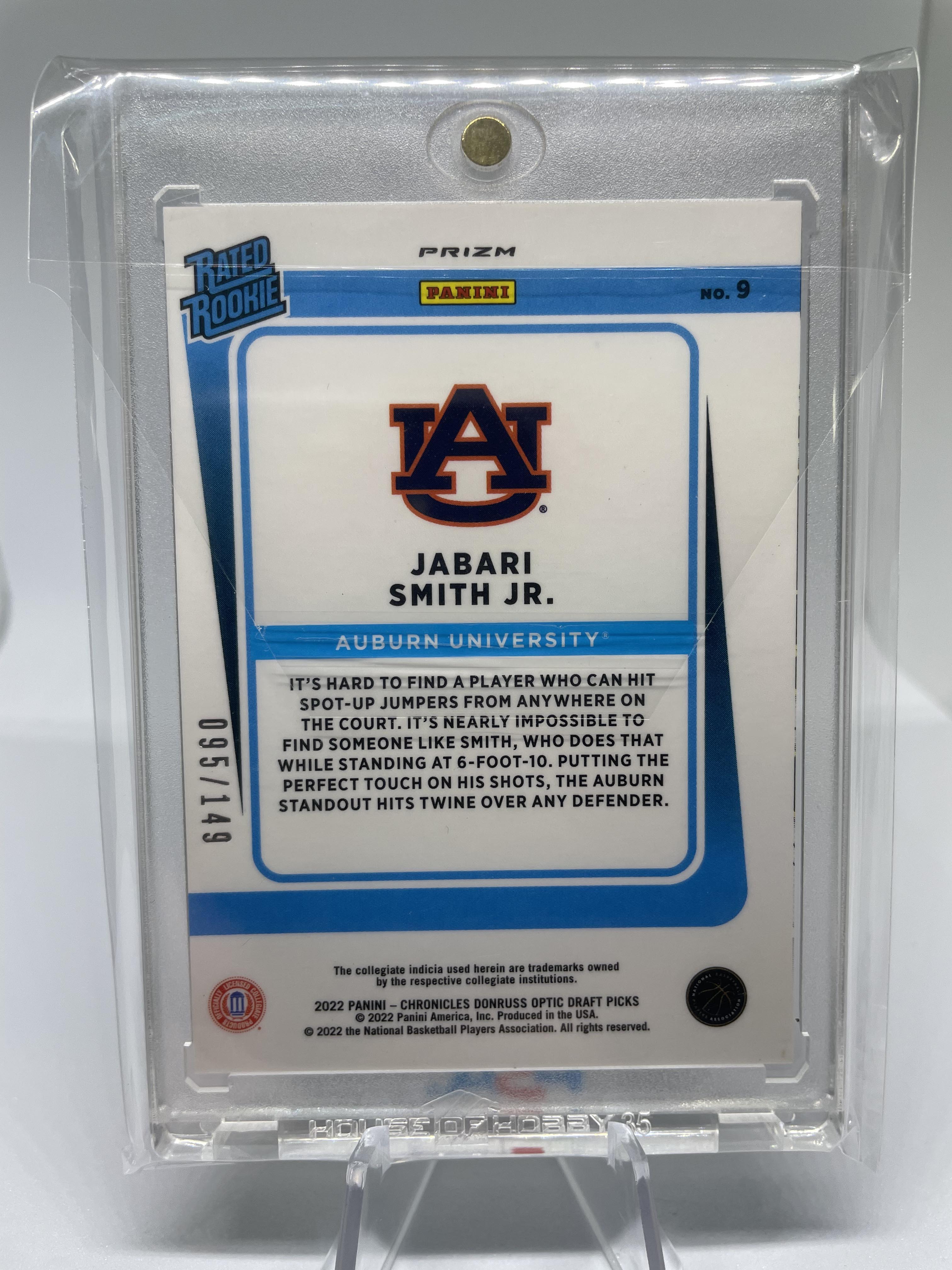 2022-23 Donruss Optic Draft Picks Jabari Smith Jr Red Prizm Rated Rookie /149