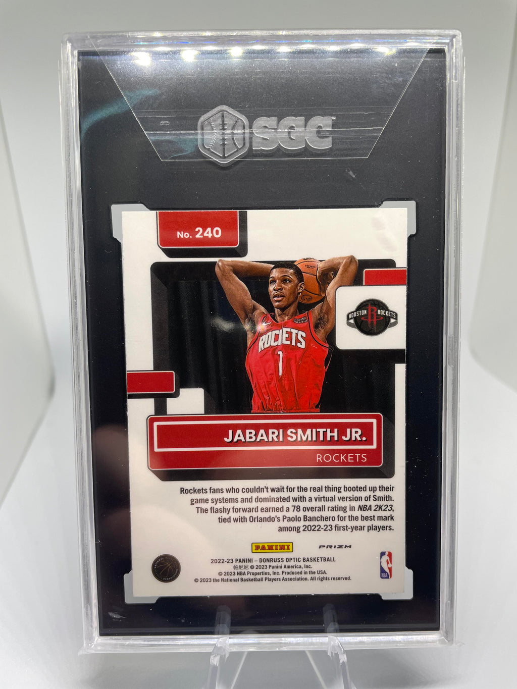 2022-23 Donruss Optic Jabari Smith Jr Holo Fast Break Prizm Rated Rookie SGC 9