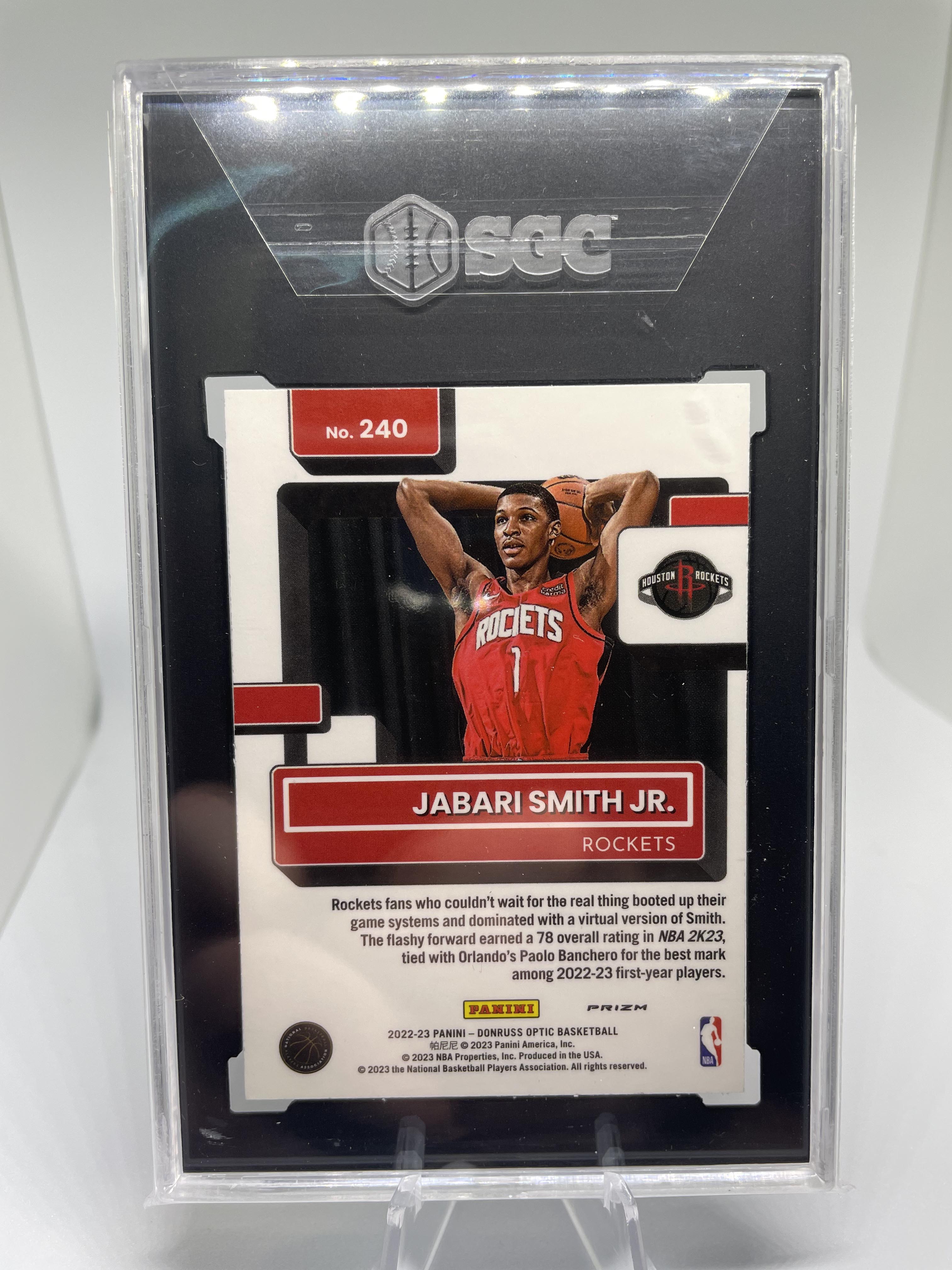 2022-23 Donruss Optic Jabari Smith Jr Holo Fast Break Prizm Rated Rookie SGC 9