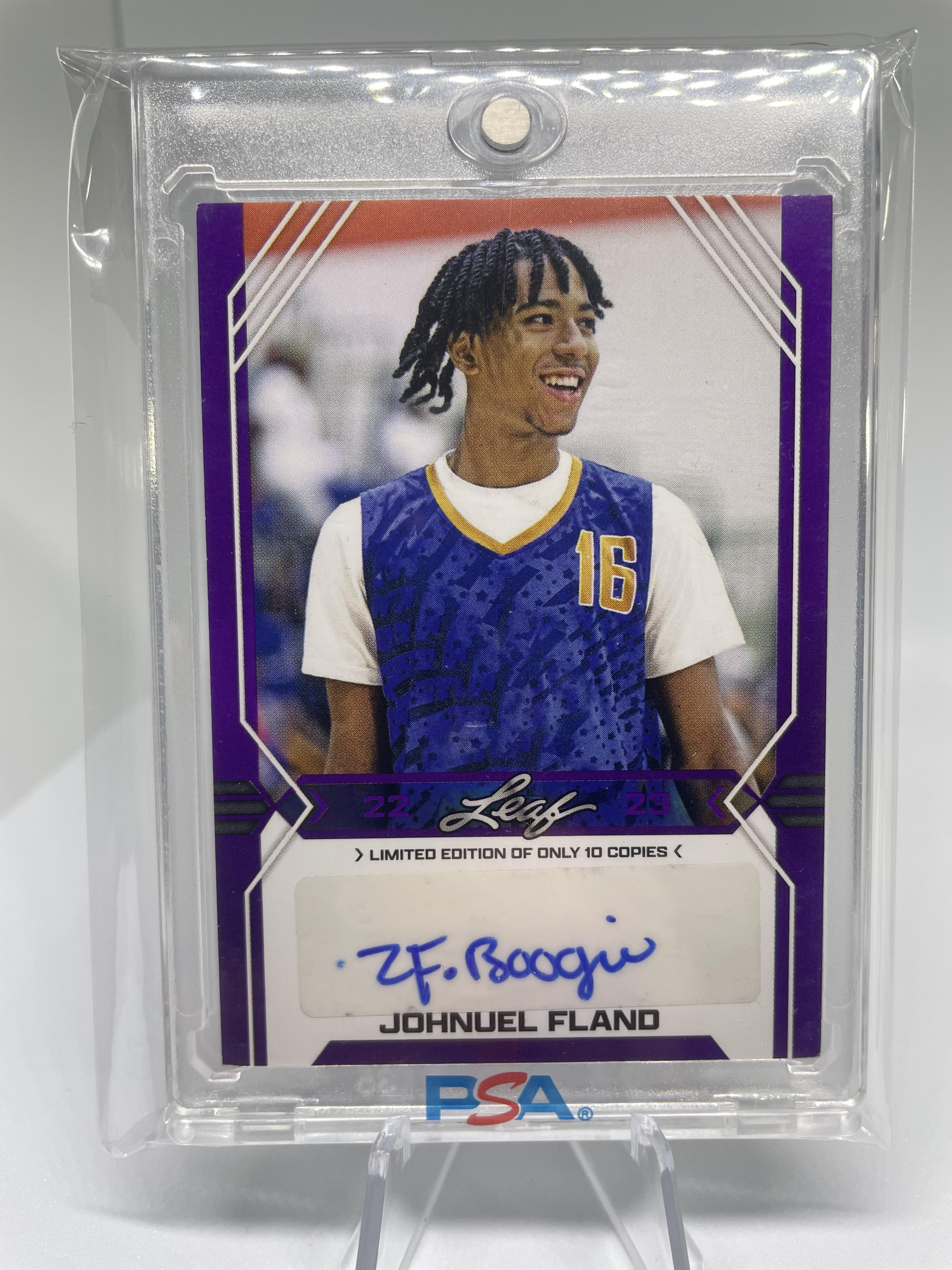 2022-23 Leaf Draft Johnuel Fland Purple Parallel Rookie Auto /10