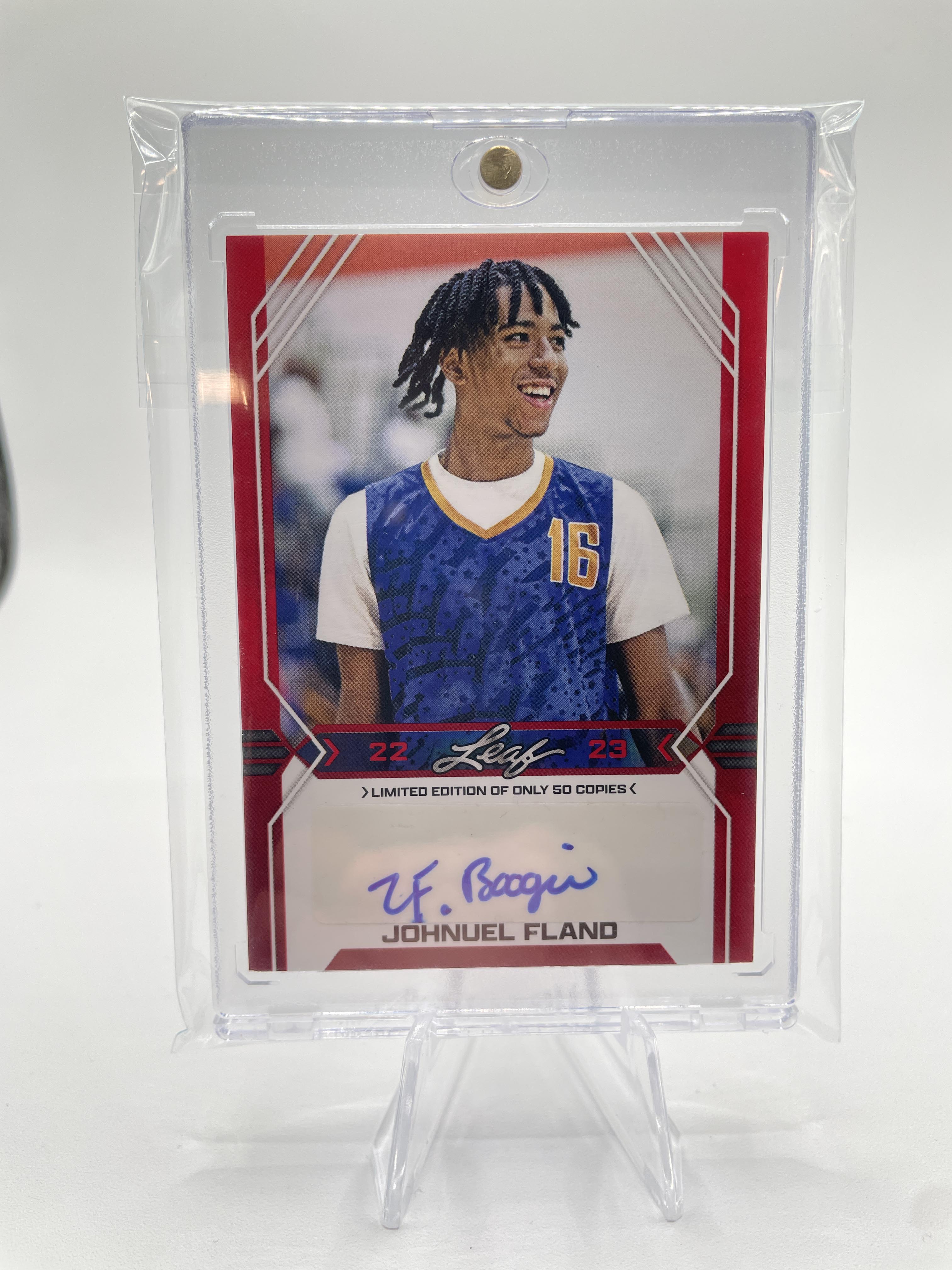 2022-23 Leaf Draft Johnuel Fland Red Parallel Rookie Auto /50