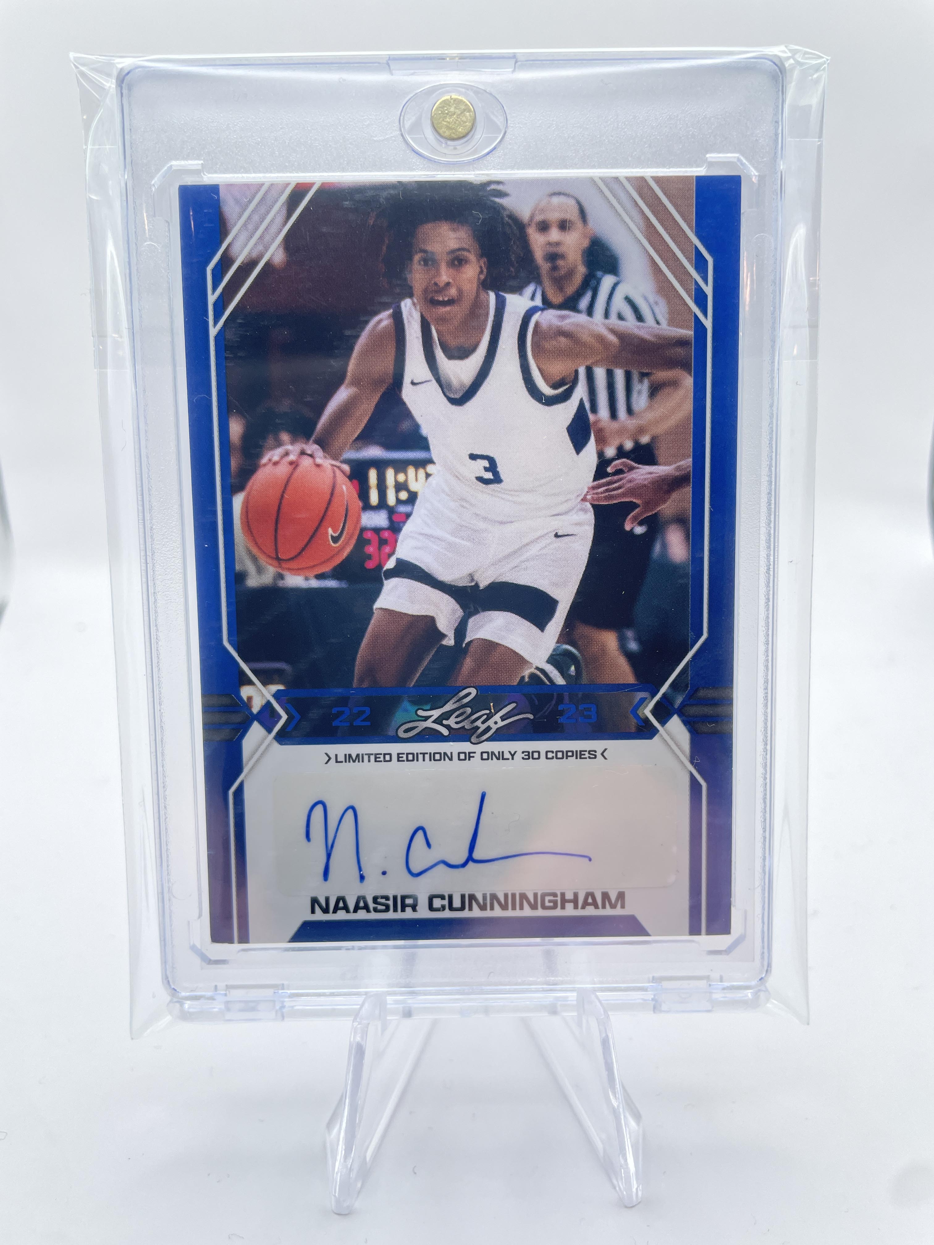 2022-23 Leaf Draft Naasir Cunningham Blue Foil Rookie Auto /30