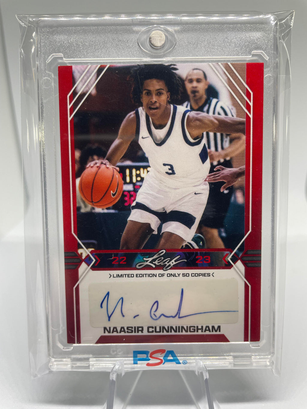 2022-23 Leaf Draft Naasir Cunningham Red Foil Rookie Auto /50