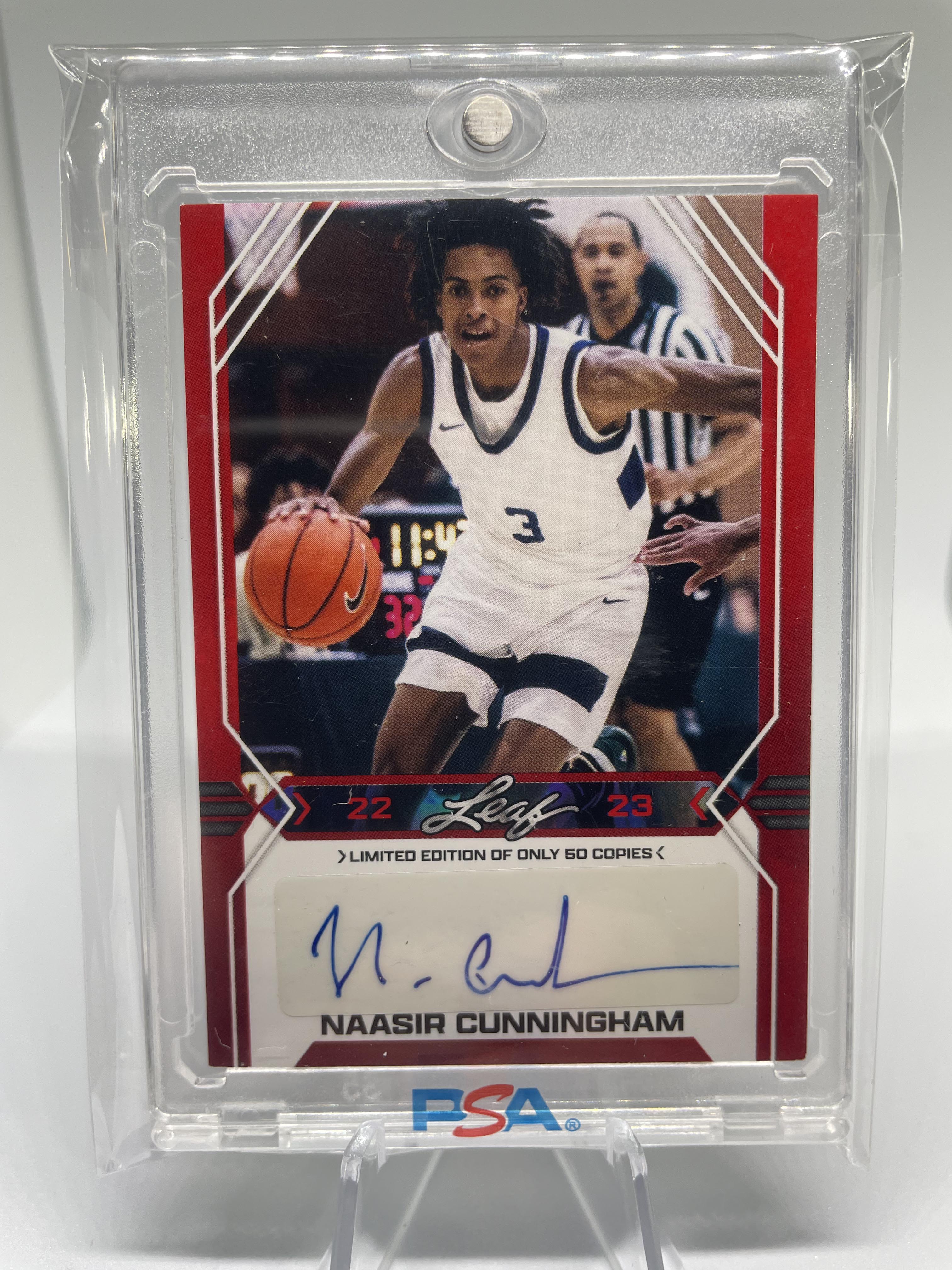 2022-23 Leaf Draft Naasir Cunningham Red Foil Rookie Auto /50